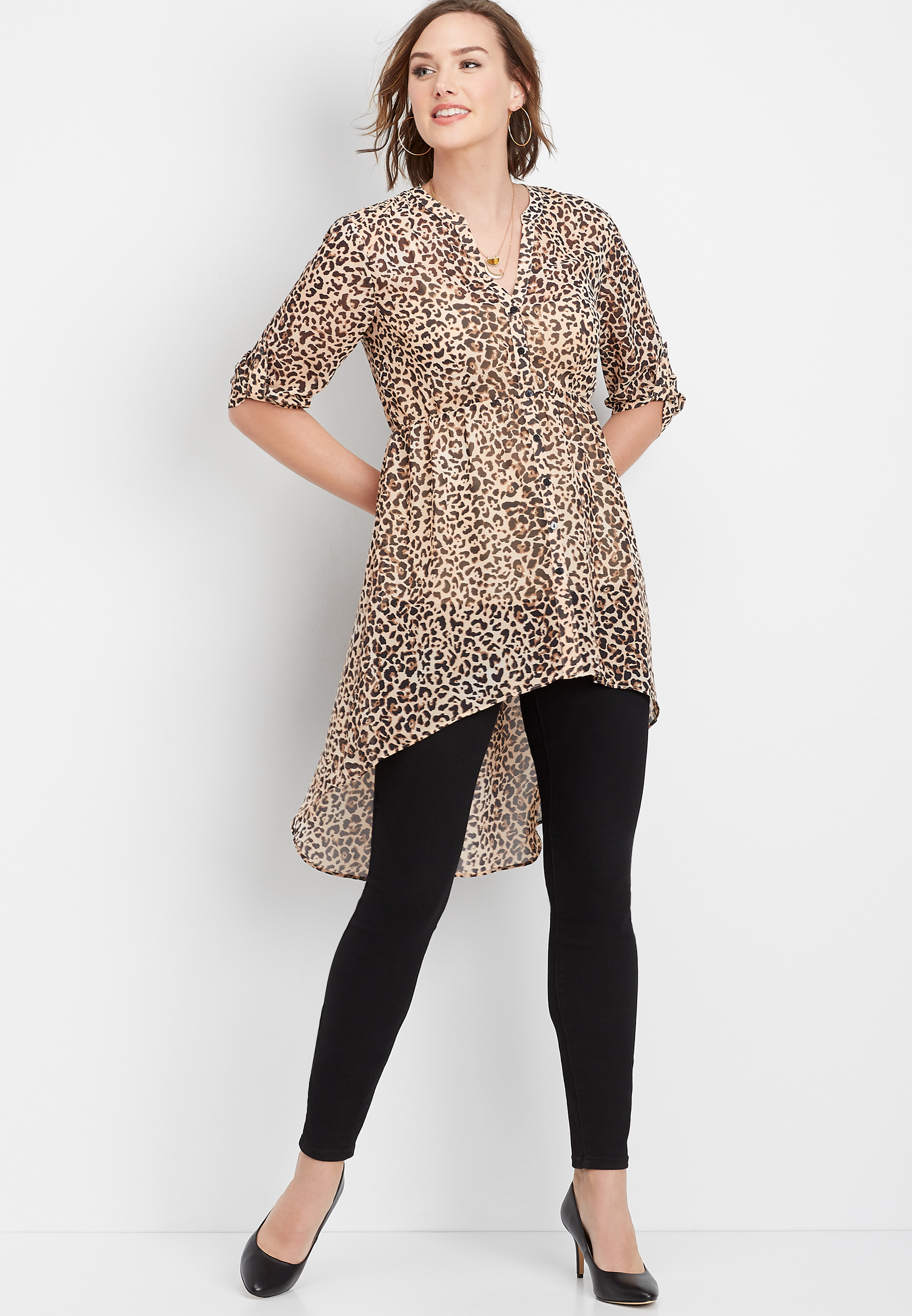 high low leopard top