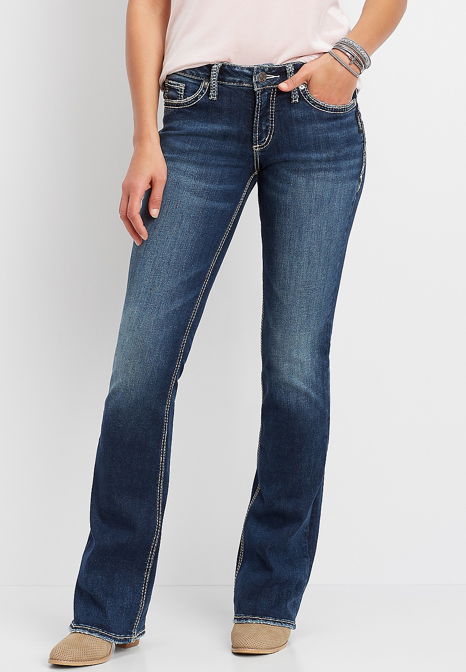 Silver Jeans Co.® Suki Dark Wash Thick Stitch Bootcut Jean | maurices