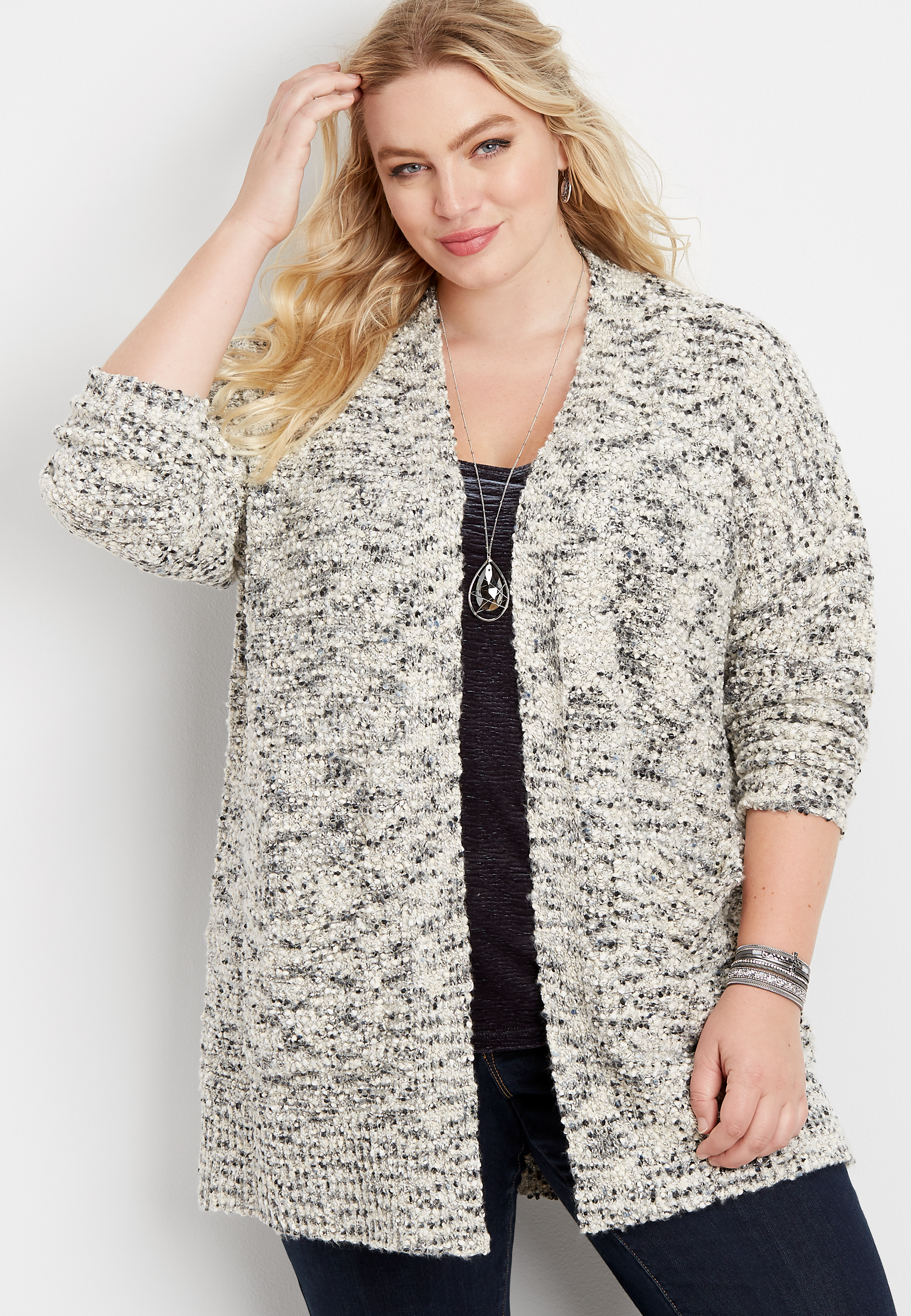 plus size boucle cardigan