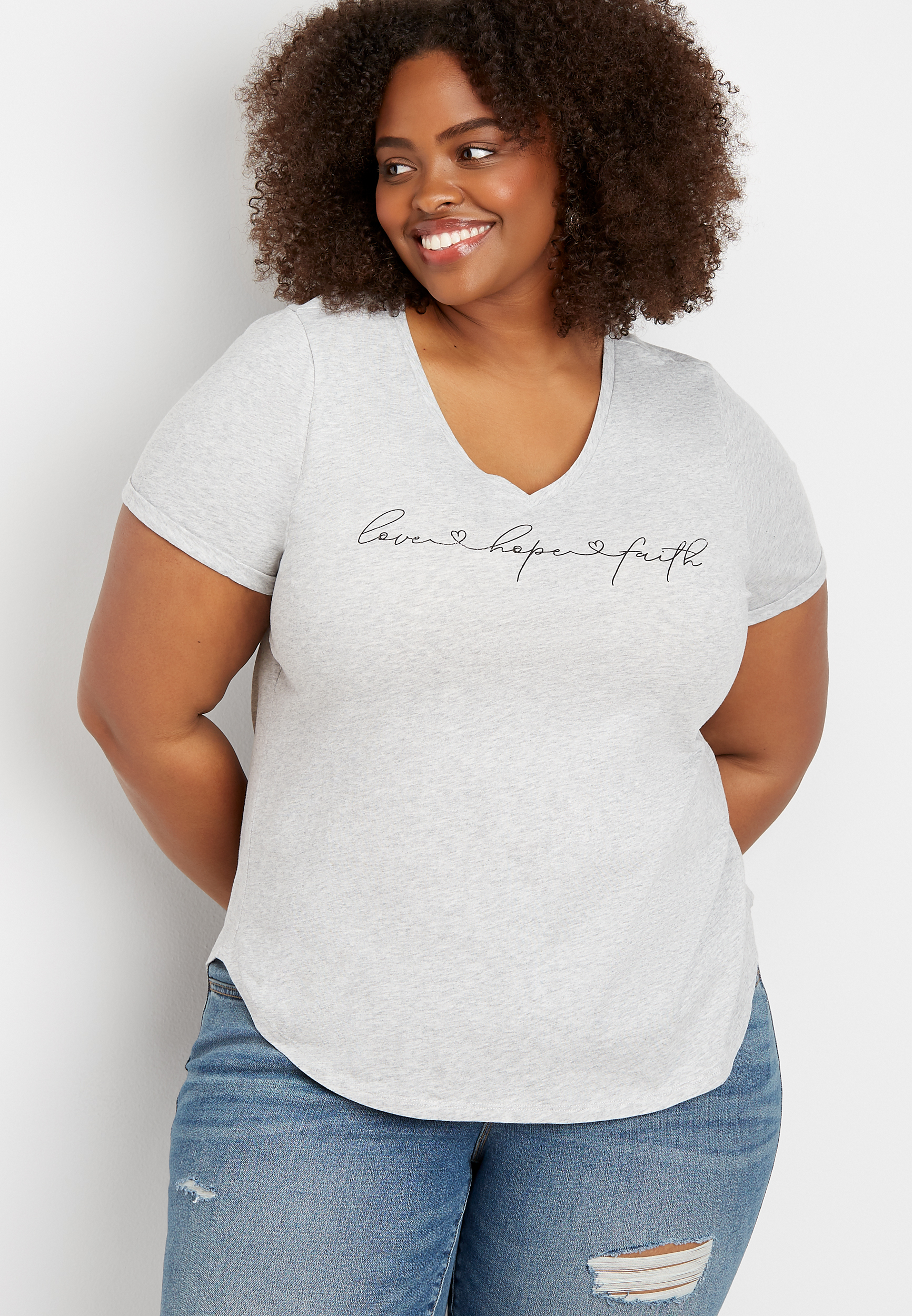 Plus Size Love Hope Faith Graphic Tee | maurices
