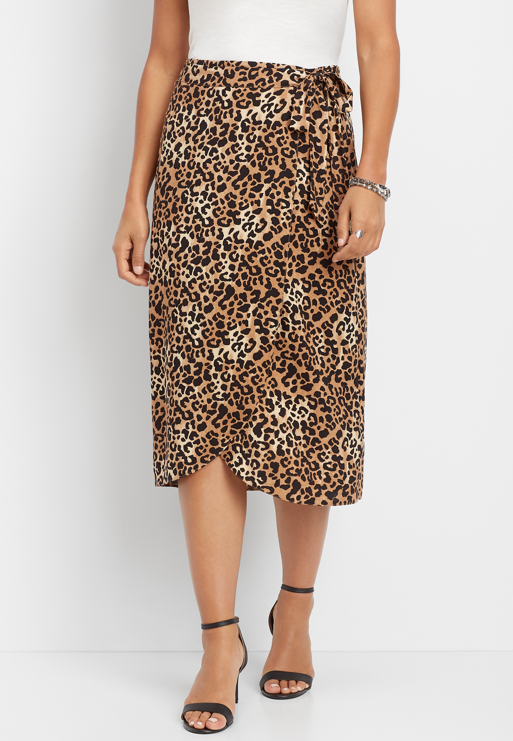 leopard print wrap skirt | maurices