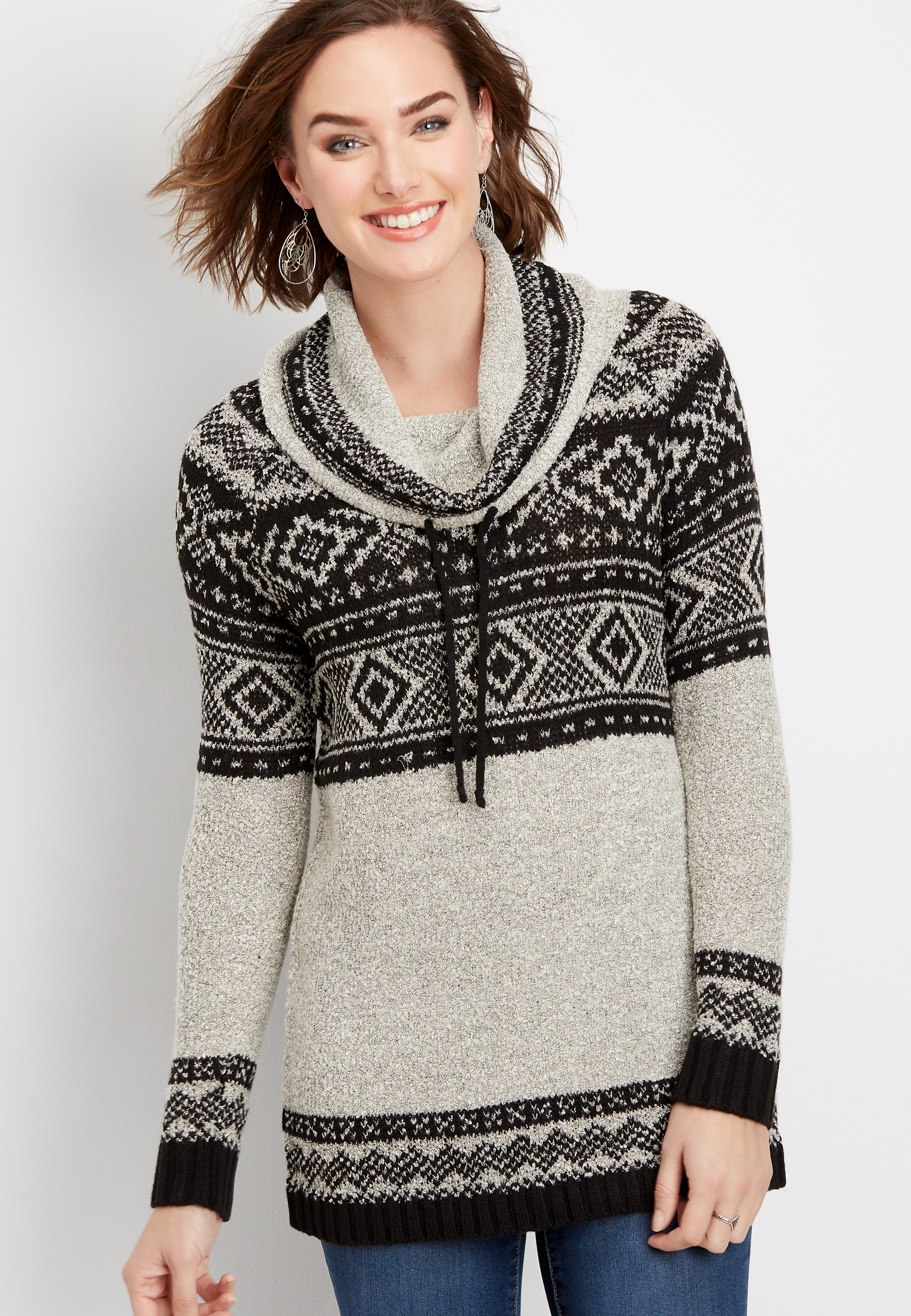 fair isle cowl neck tunic pullover | maurices