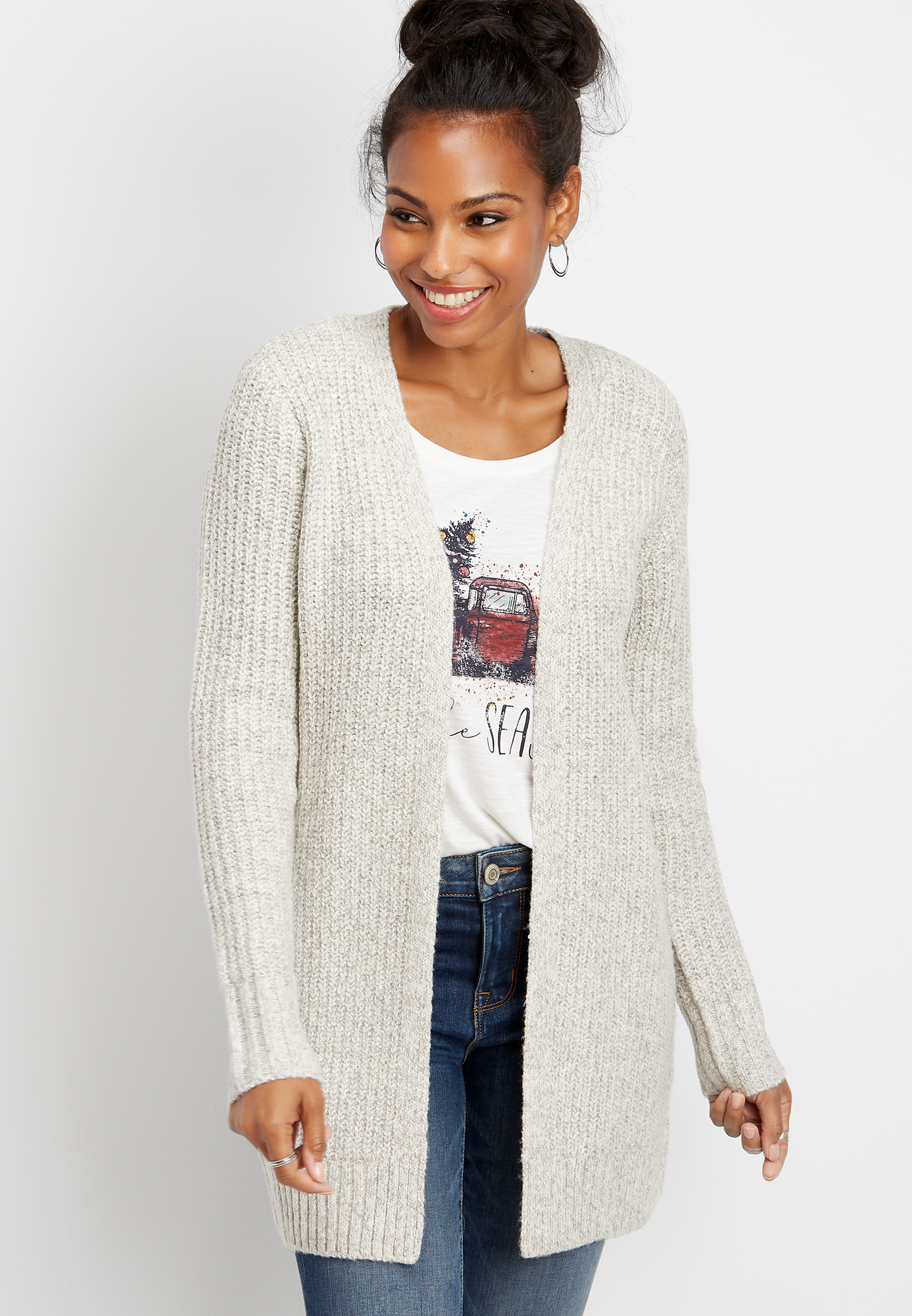 marled open front cardigan | maurices