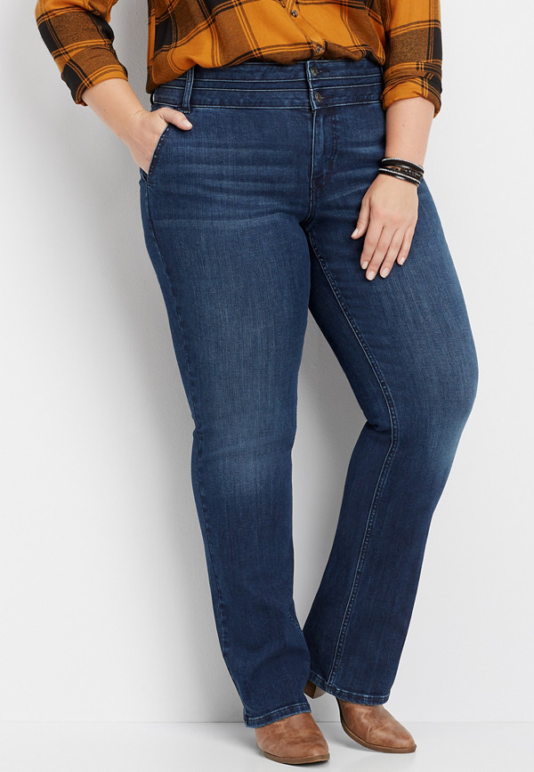 plus size DenimFlex™ high rise stacked waist slim boot jean | maurices