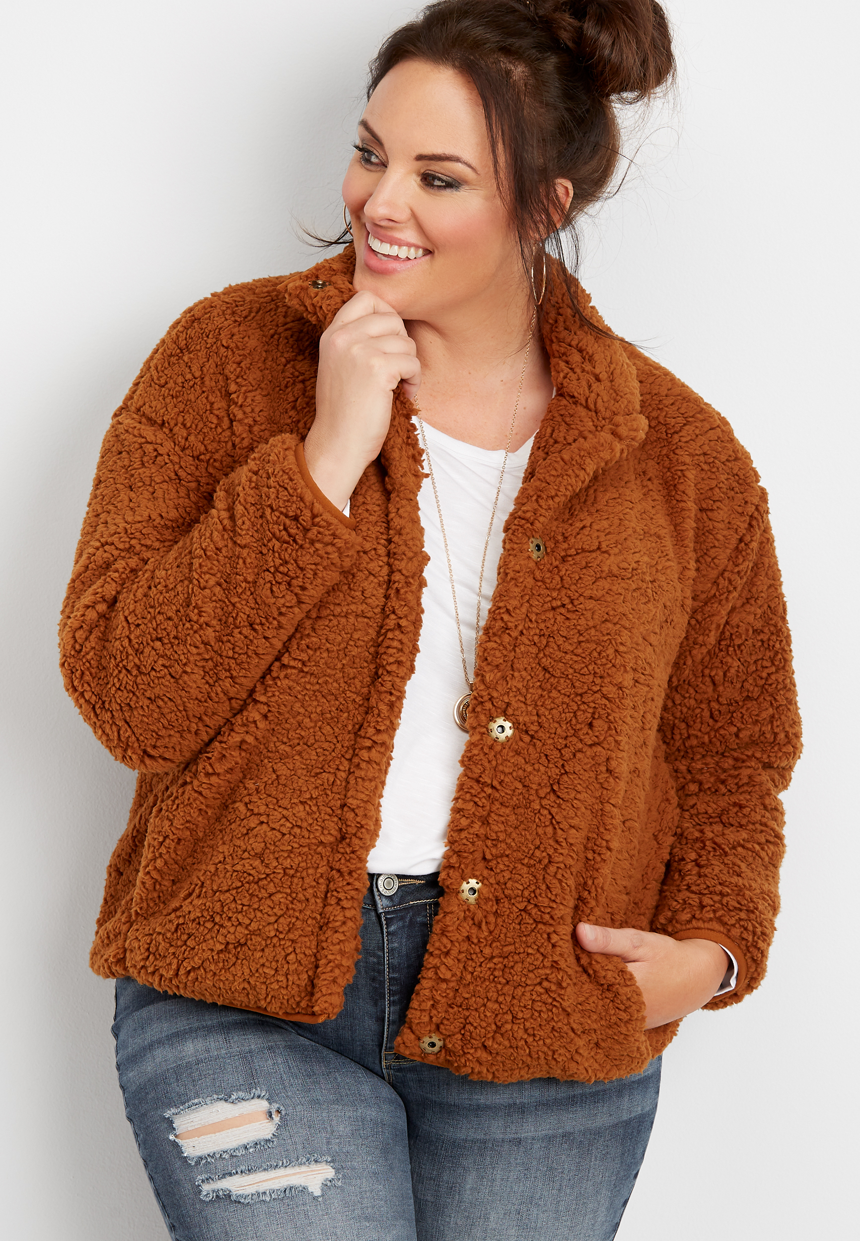 plus size teddy jacket