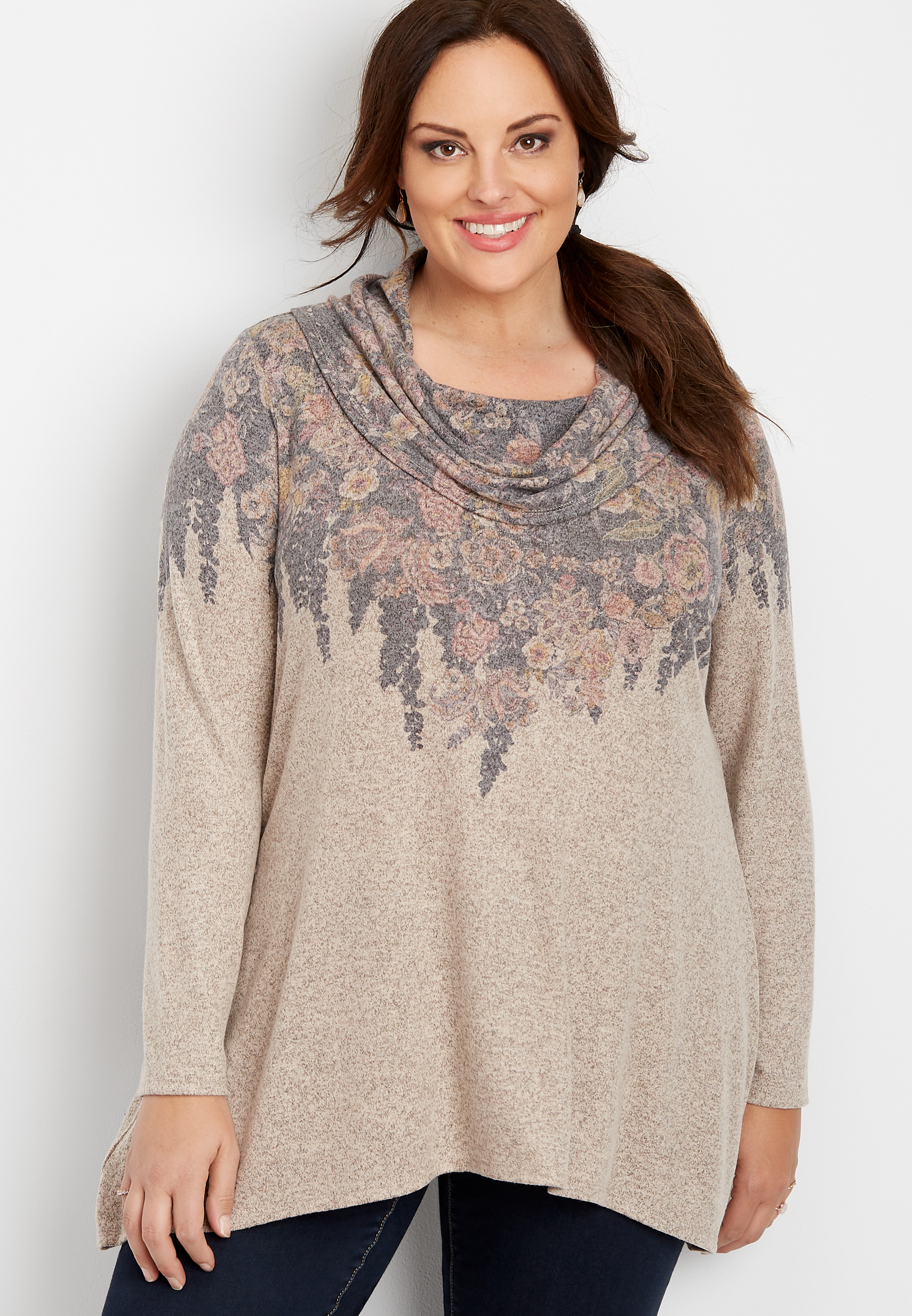 plus size floral cowl neck tunic top | maurices