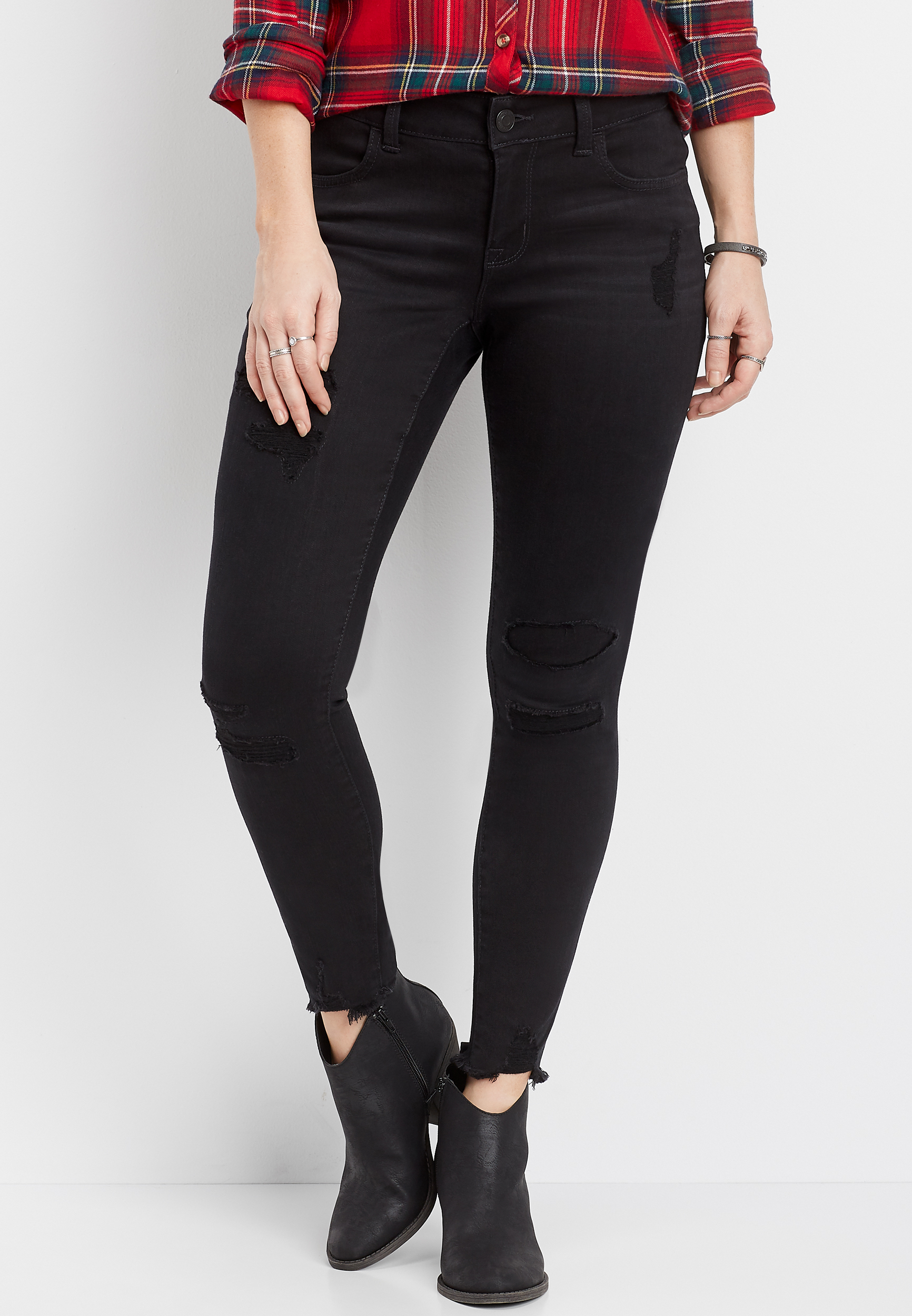 black destructed jeggings