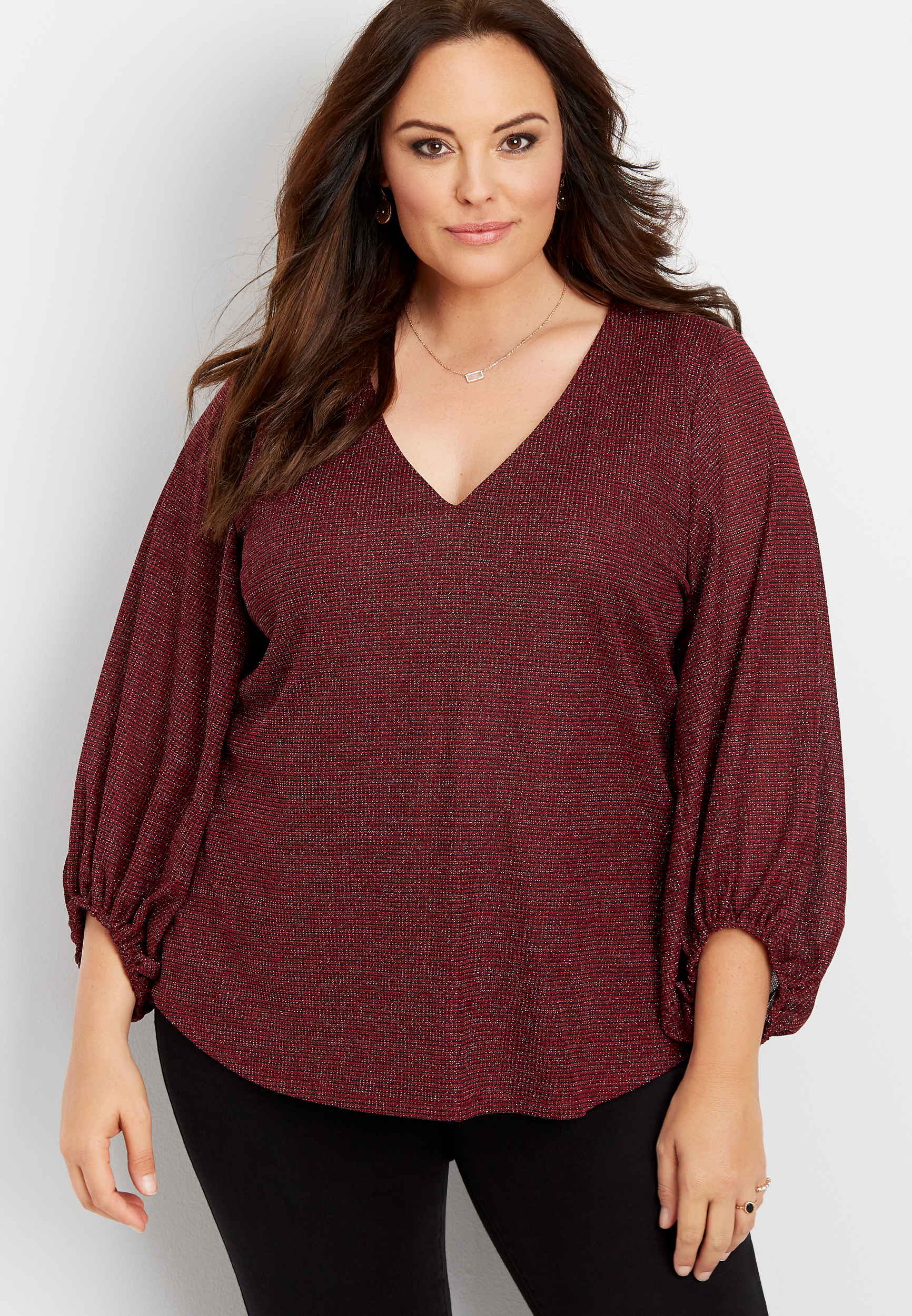 plus size sparkle balloon sleeve blouse | maurices