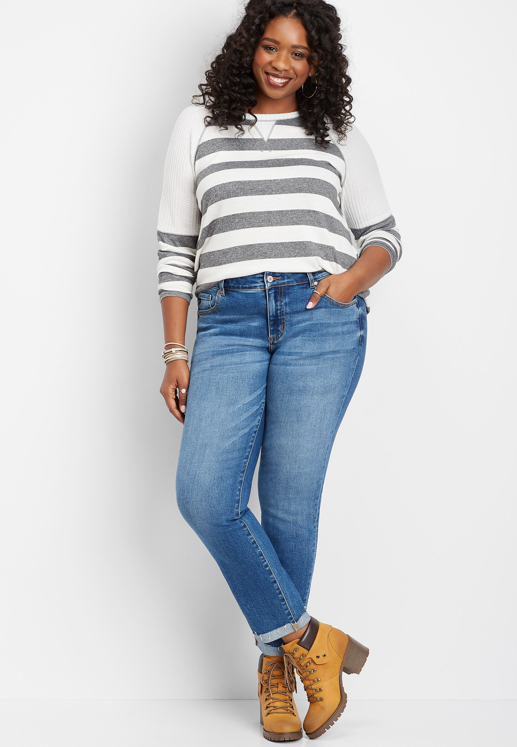 Plus Size KanCan™ Cuffed Slim Stretch Straight Leg Jean maurices