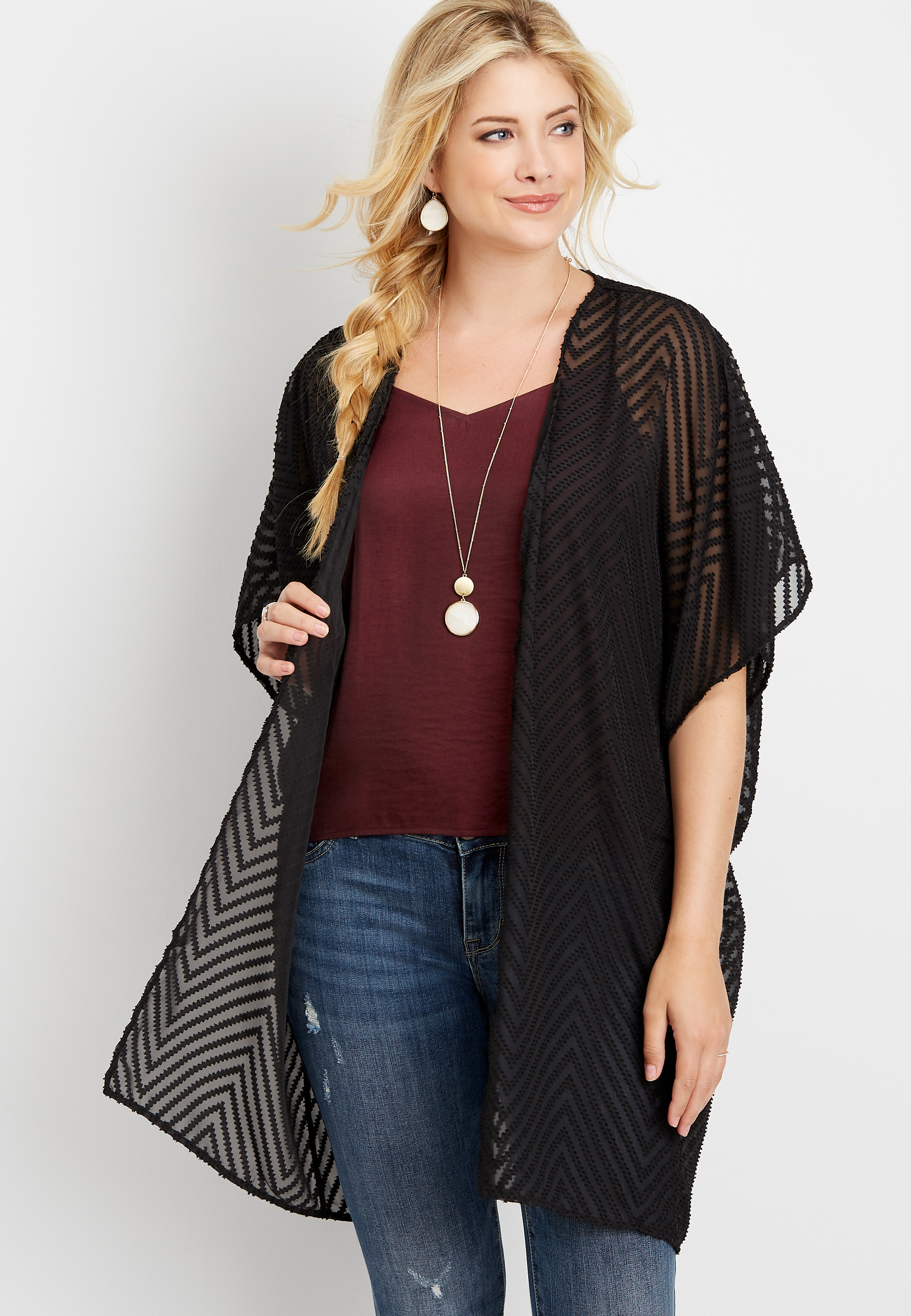 chevron textured kimono | maurices