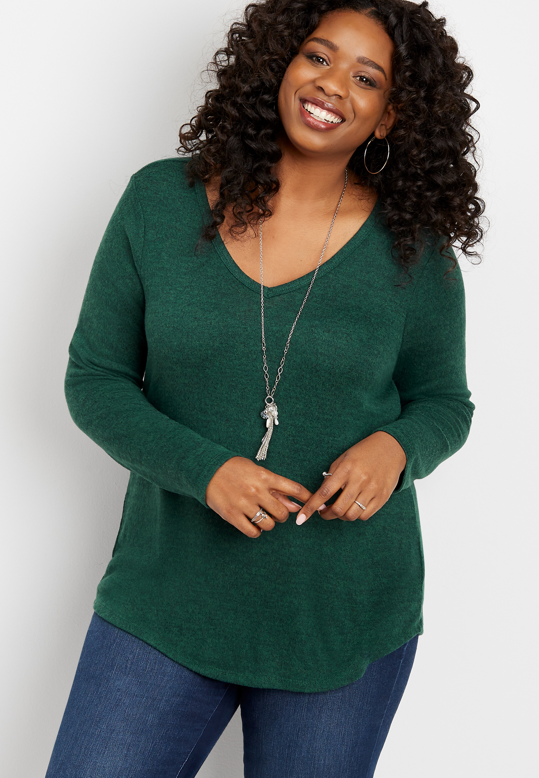 plus size 24/7 long sleeve v-neck tee | maurices