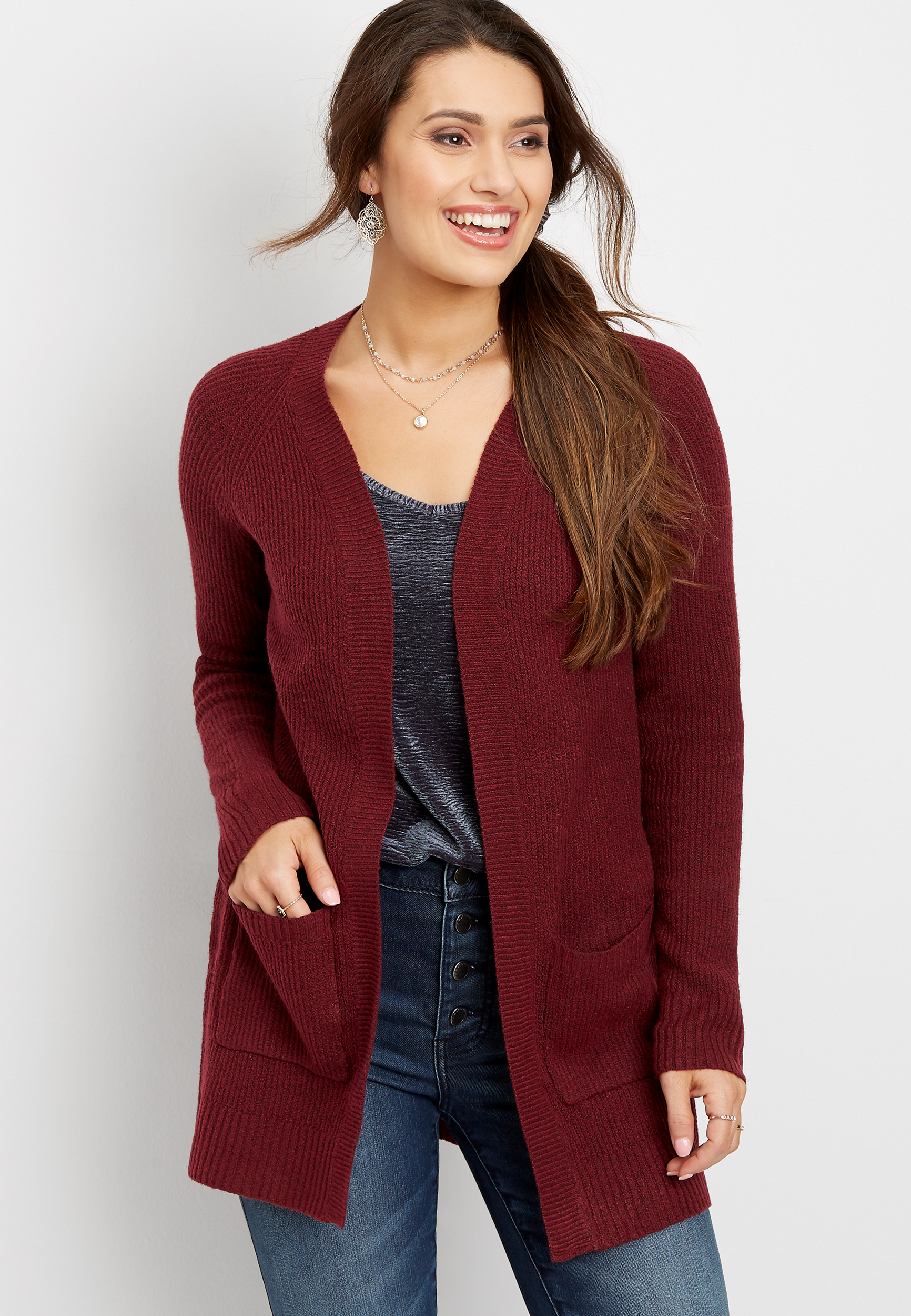 solid open neck cardigan | maurices