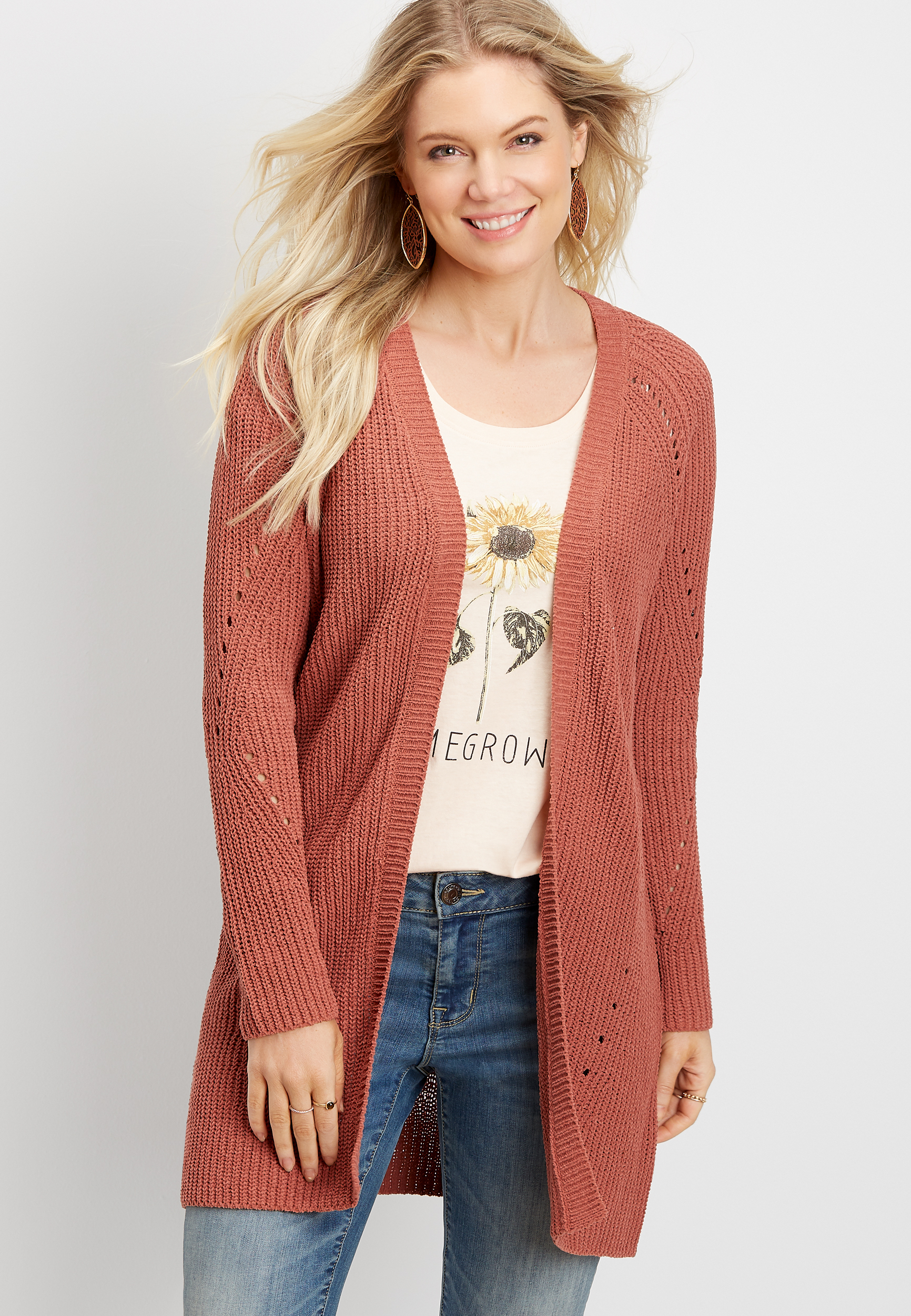 Matte Chenille Open Front Cardigan | maurices