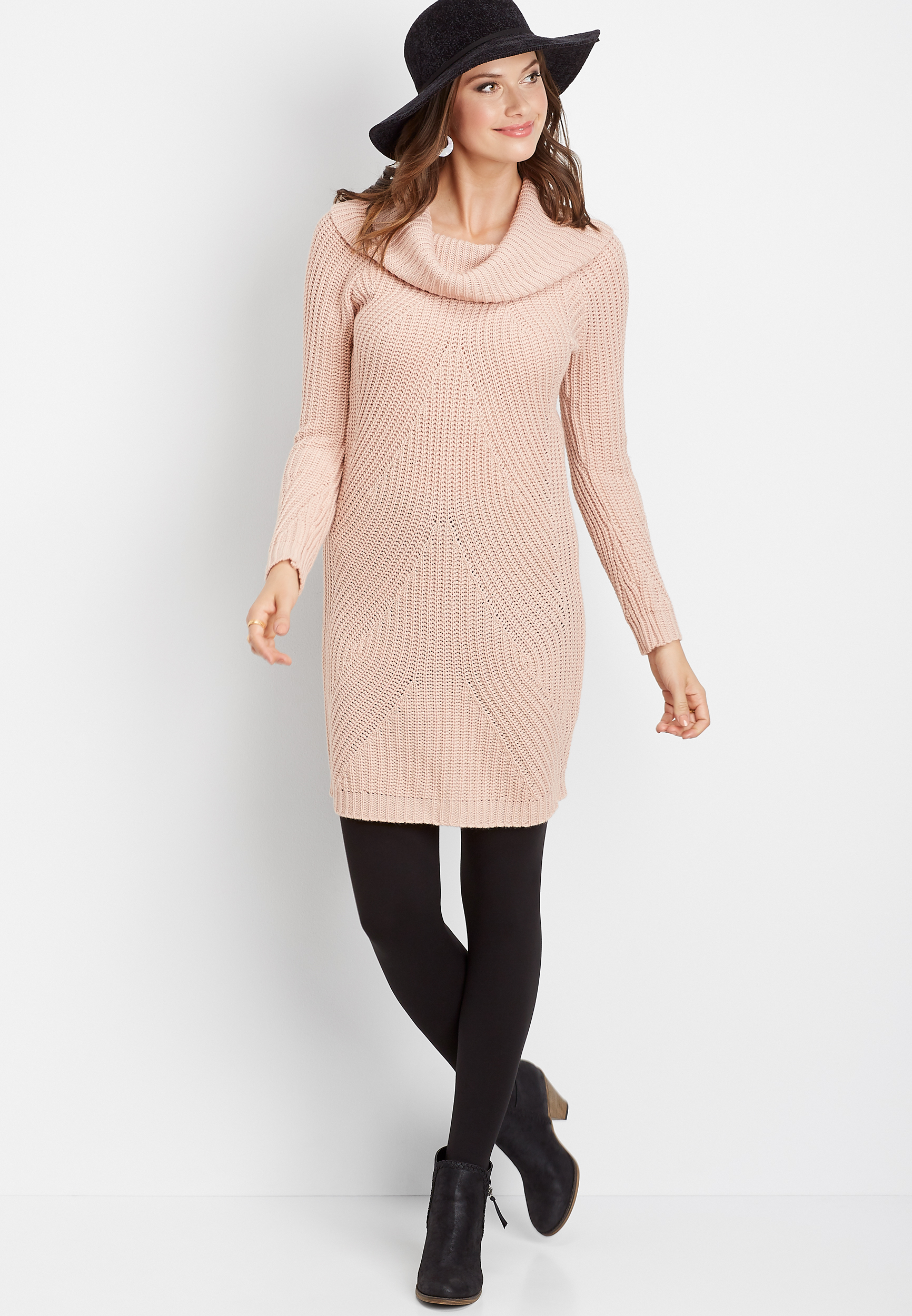 neck sweater dress