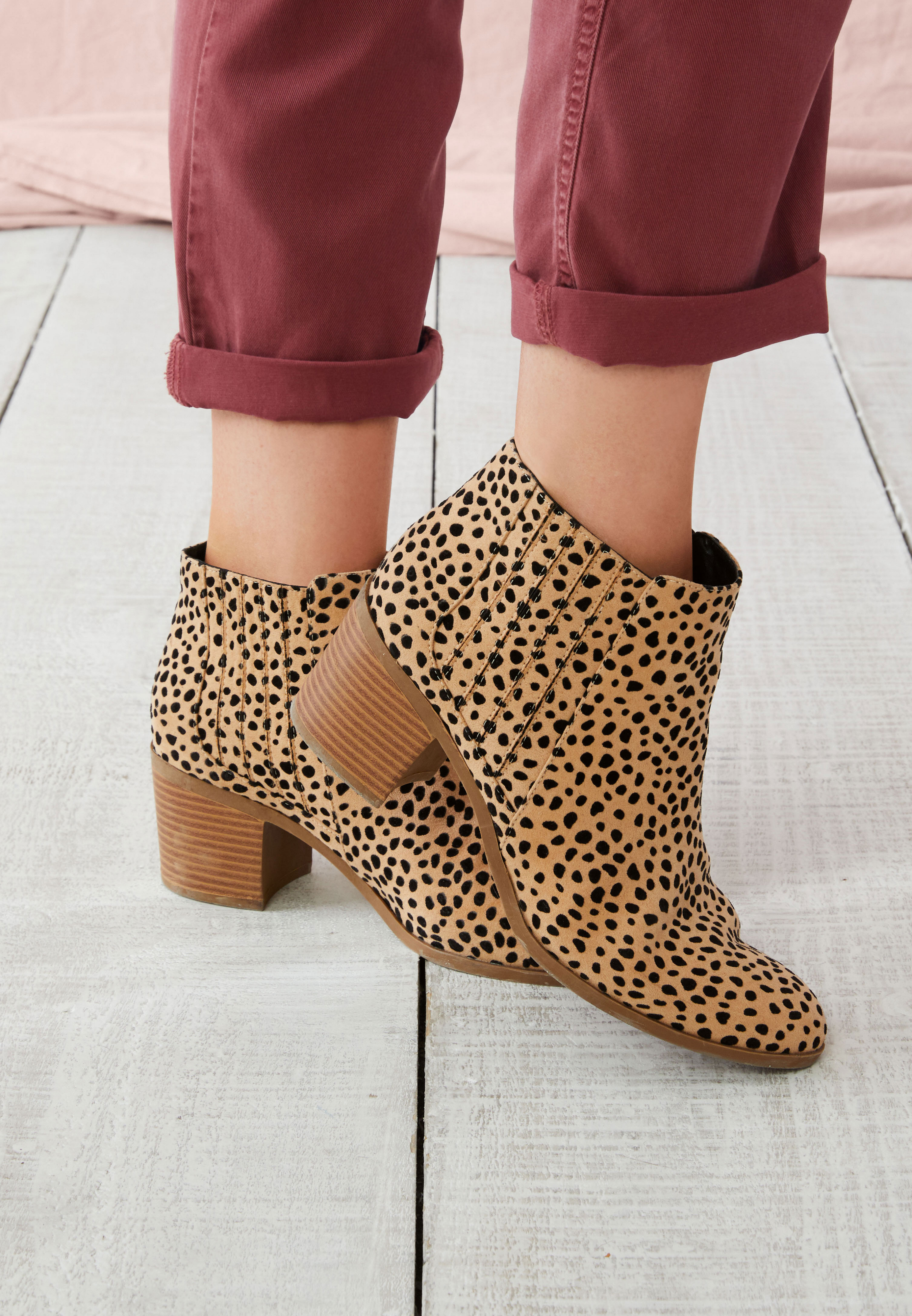 leopard leather booties