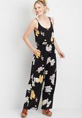 Floral Tortoise Ring Pocket Jumpsuit, , small