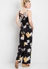 Floral Tortoise Ring Pocket Jumpsuit, , small