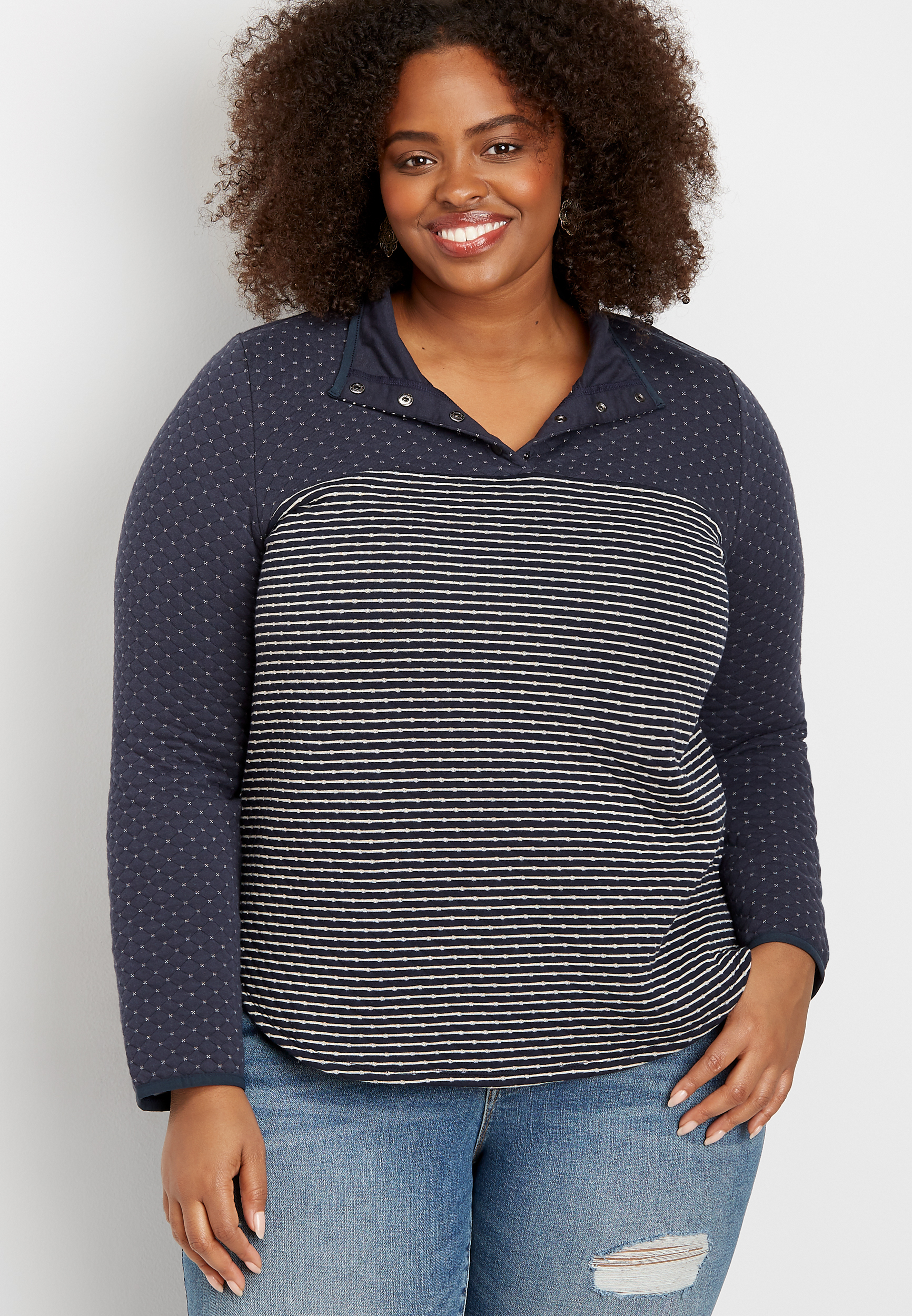 plus size quilted pullover