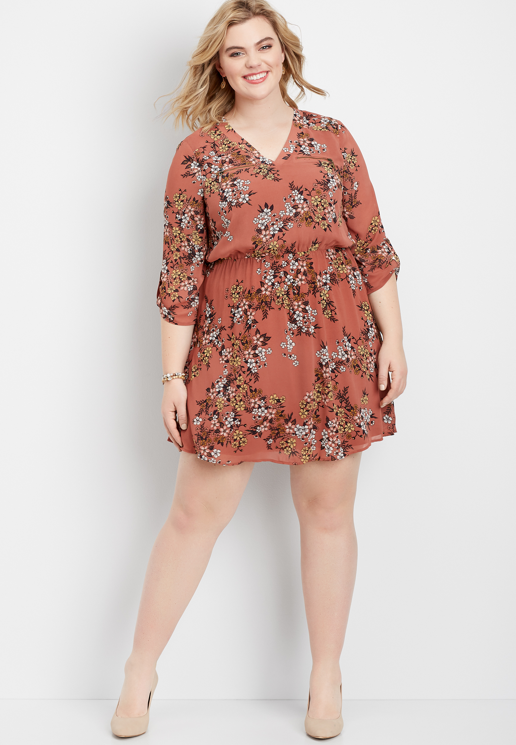 Plus Size Floral Zipper Dress | maurices