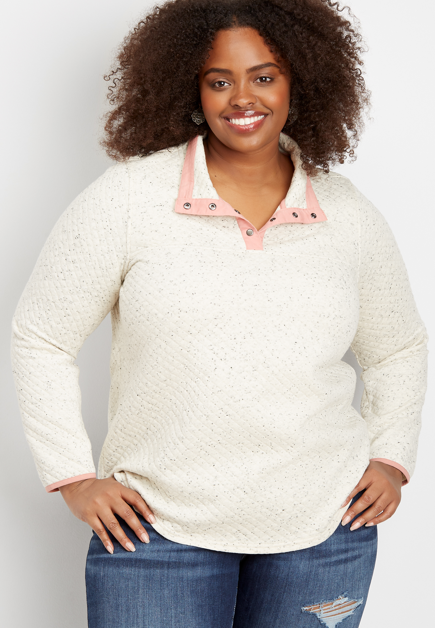 plus size quilted pullover