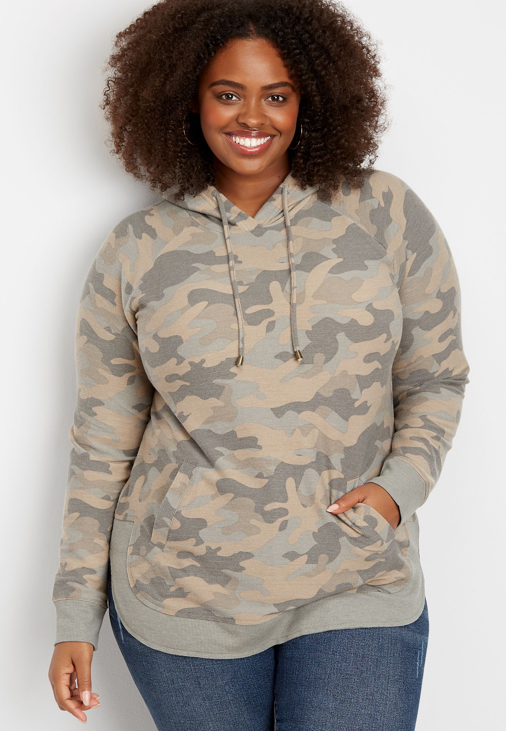 plus size camo drapey hoodie | maurices
