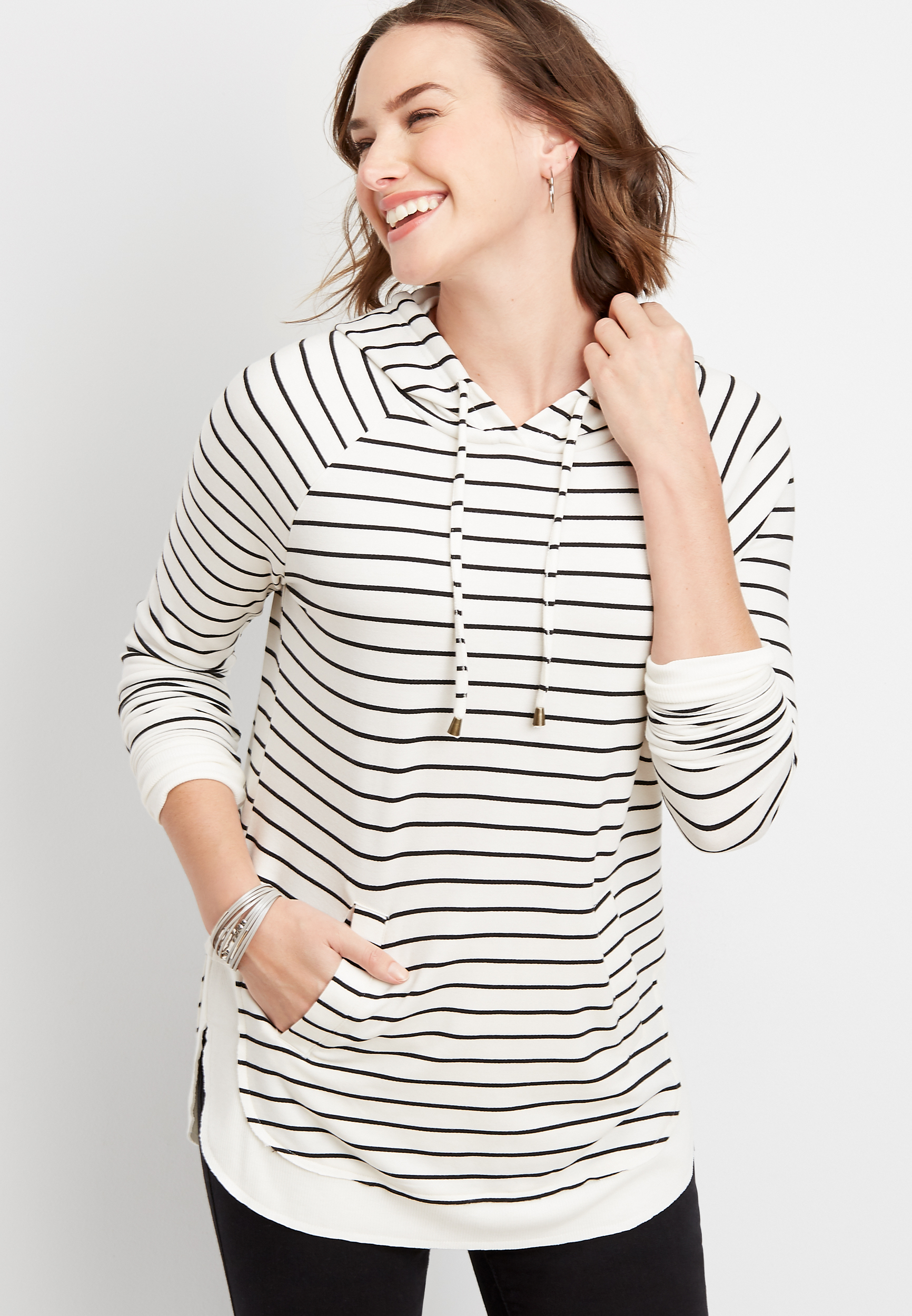 stripe drapey hoodie | maurices