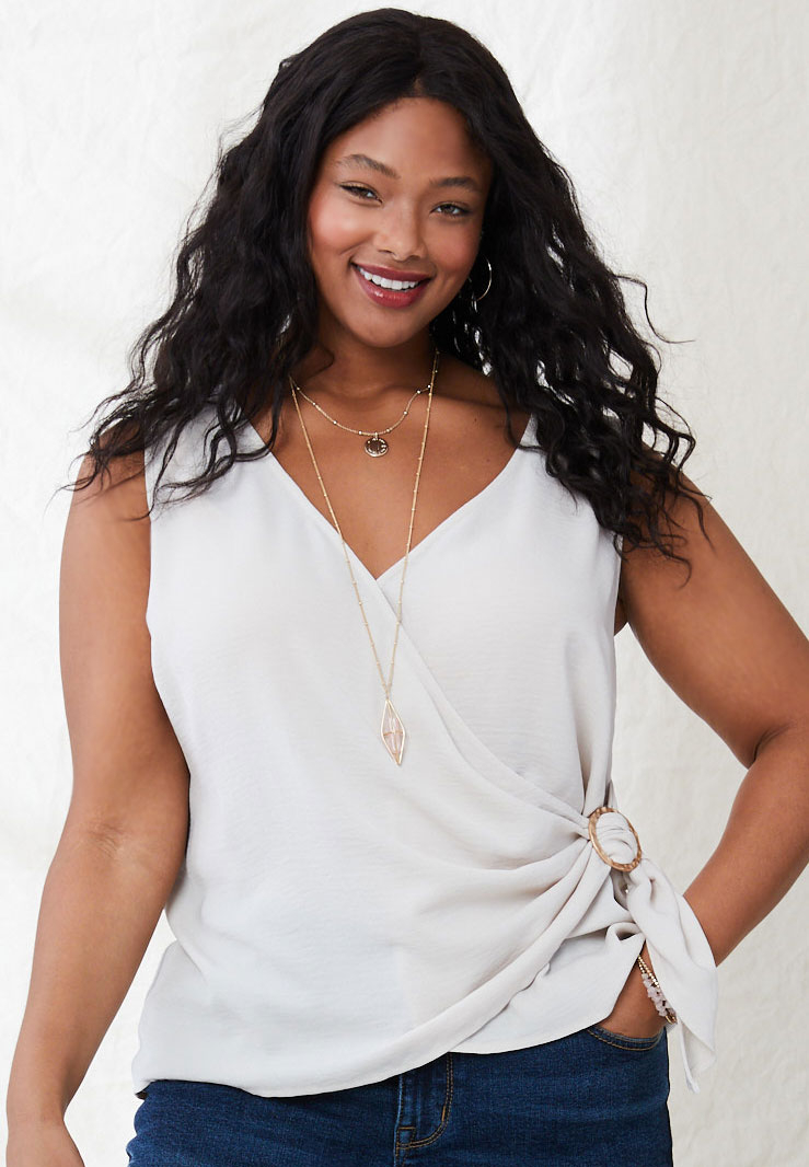 Plus Size Wrap Front Ring Tank | maurices