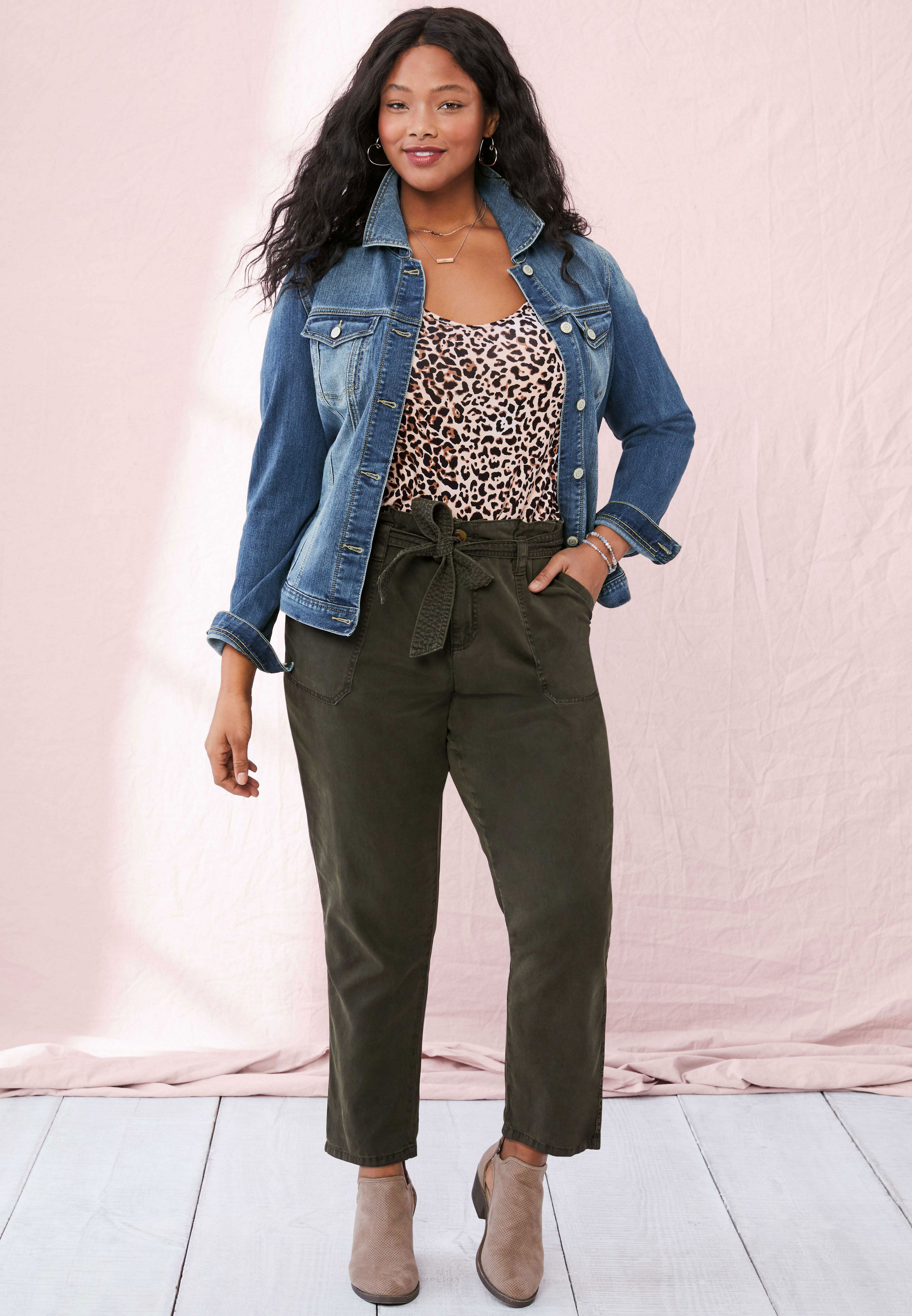 High Rise Tie Waist Utility Pant 