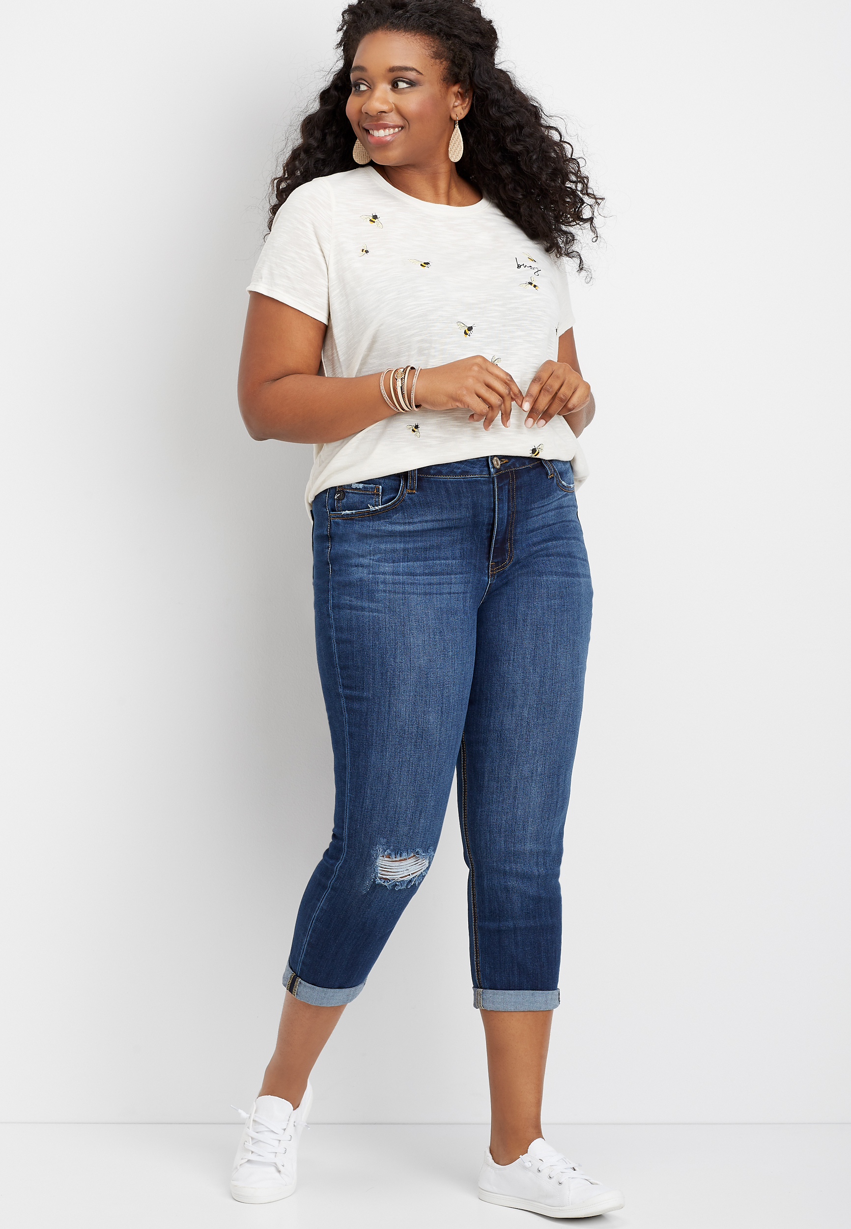 Plus Size KanCan™ High Rise Destructed Cropped Jean | maurices