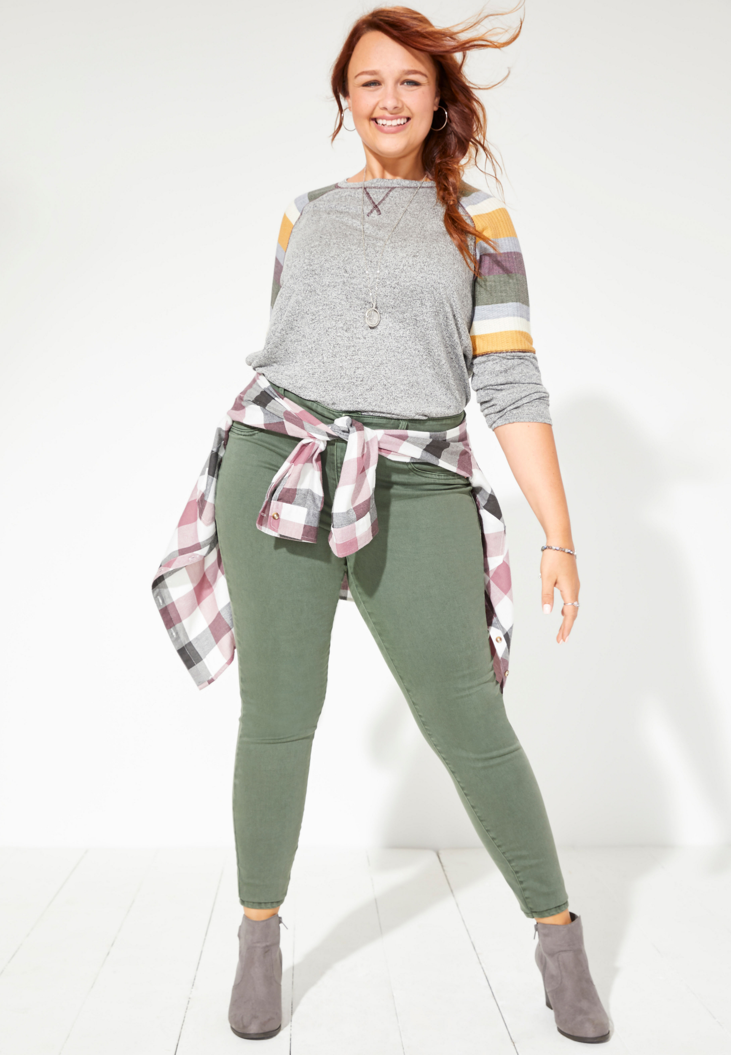 green jeggings plus size