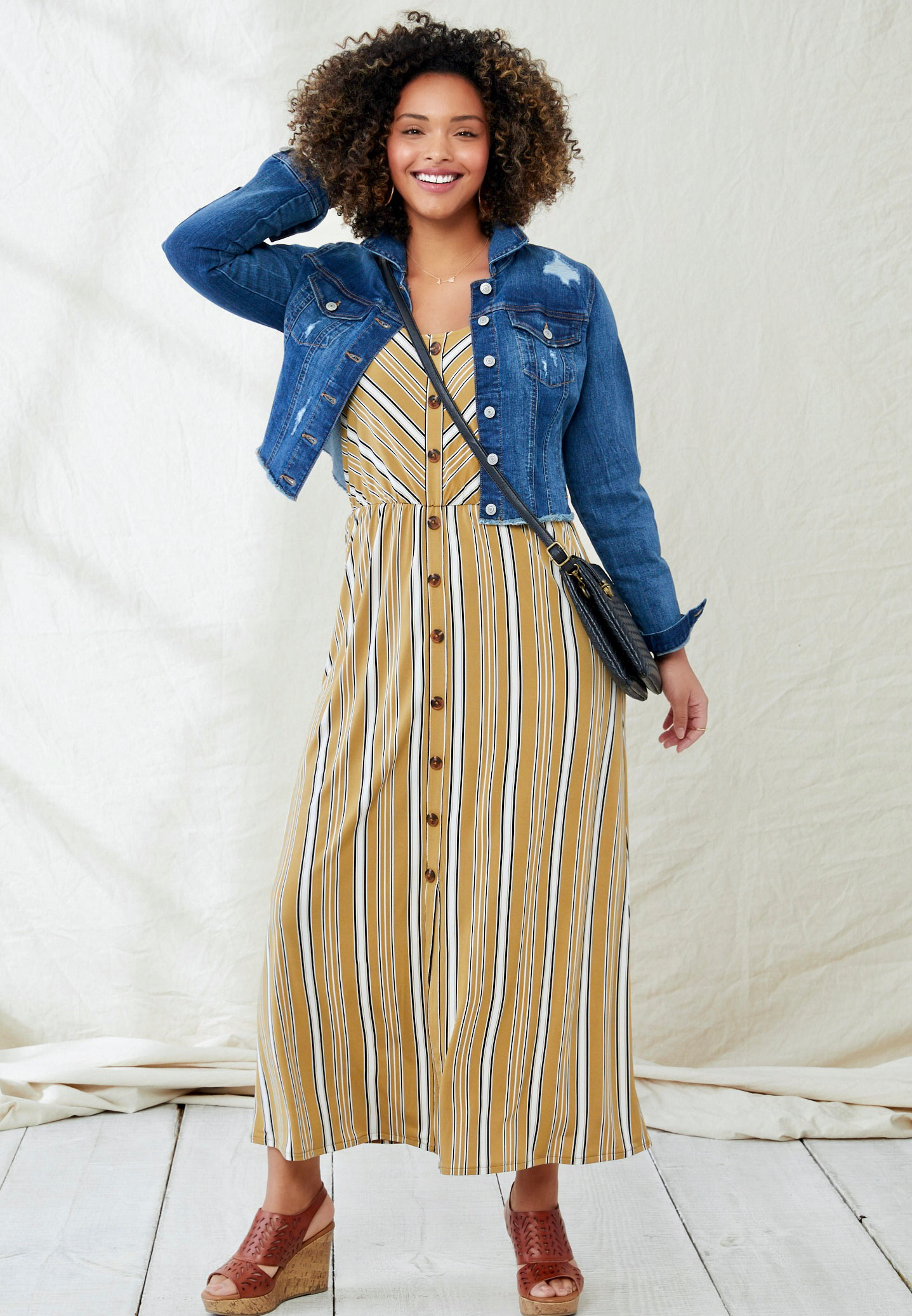 plus size button front maxi dress
