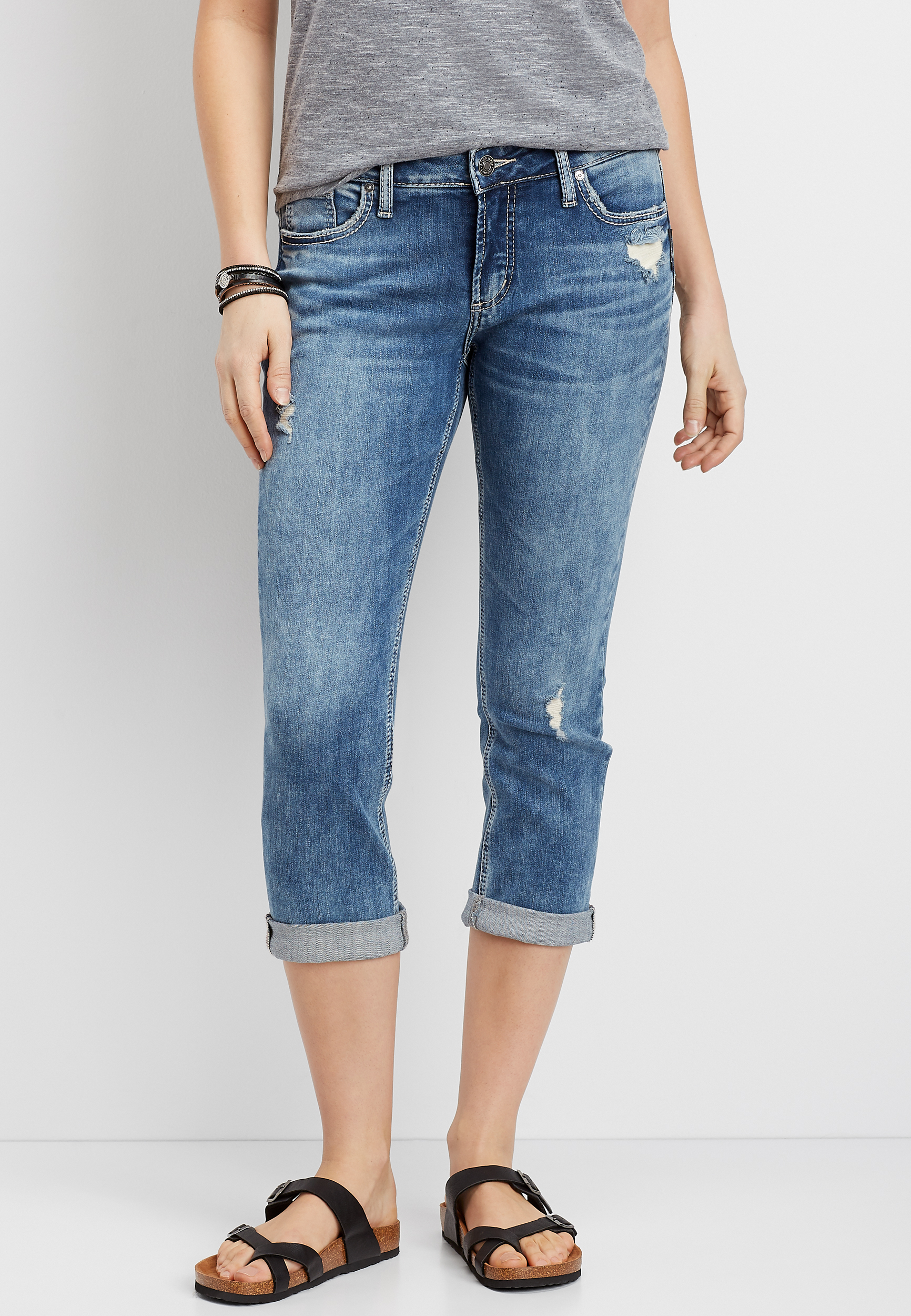 Silver Jeans Co.® Elyse marble wash capri | maurices