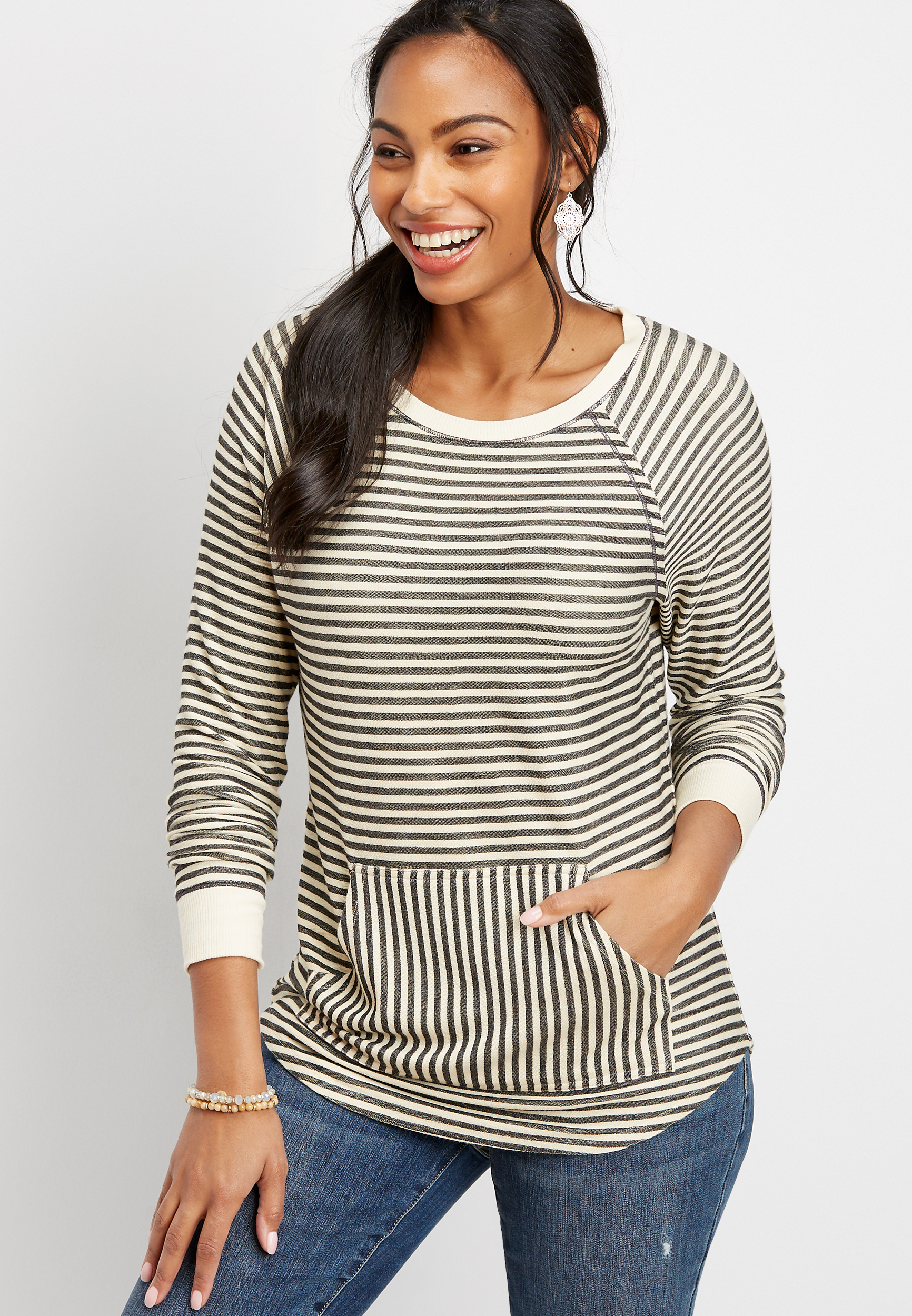 Stripe Pocket Pullover | maurices