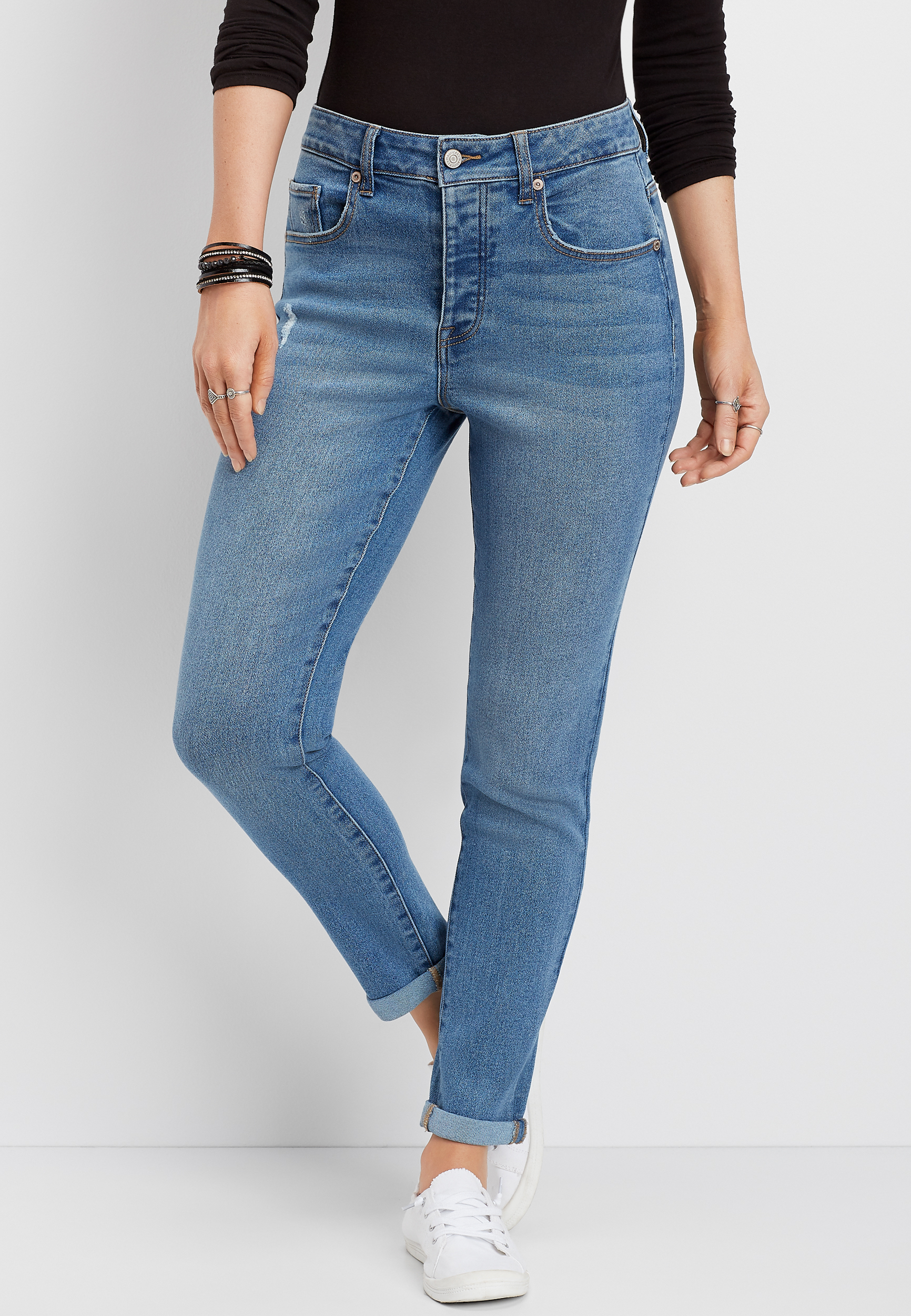 high waisted girlfriend jeans