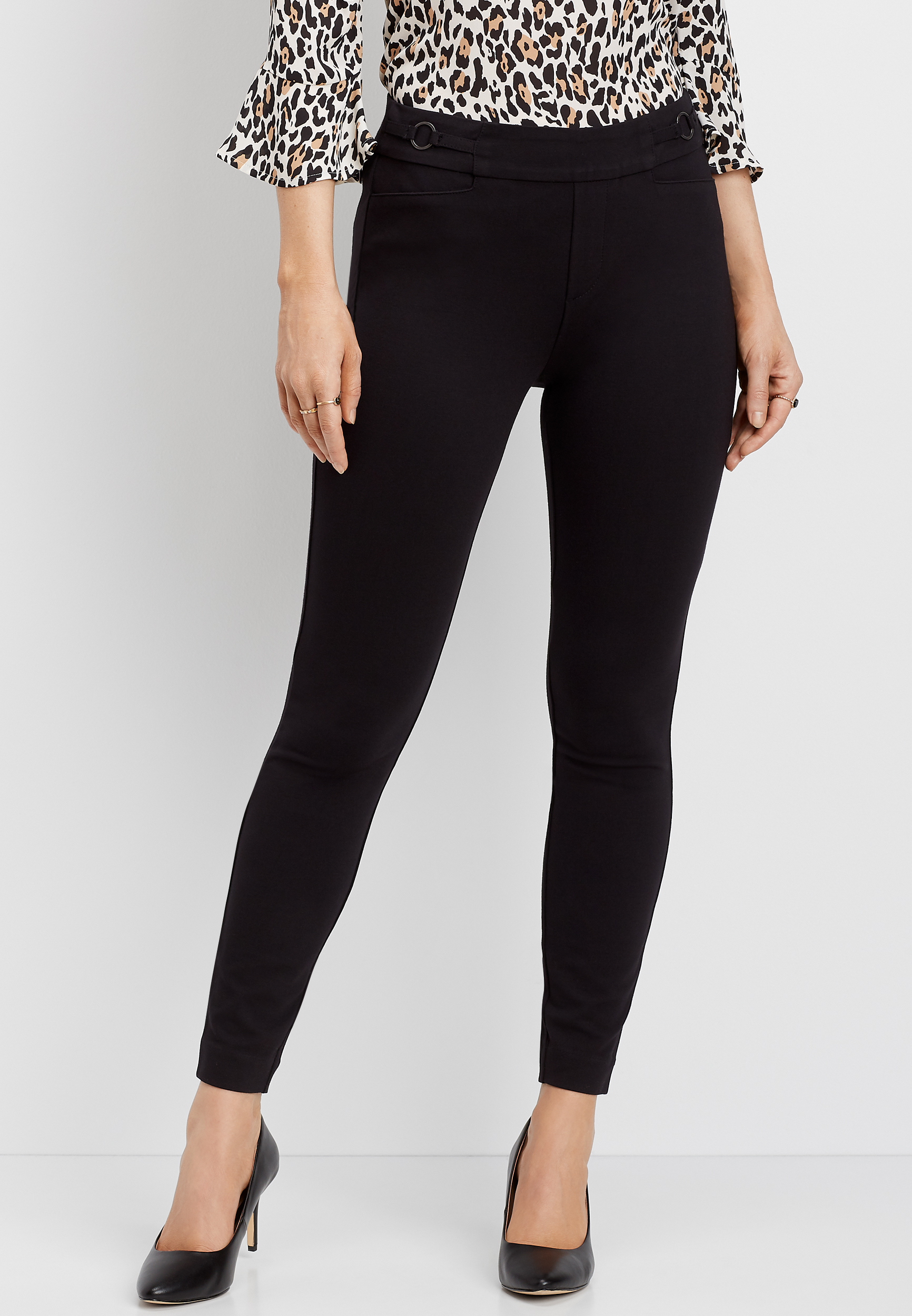 high rise pull on ponte skinny ankle pant | maurices