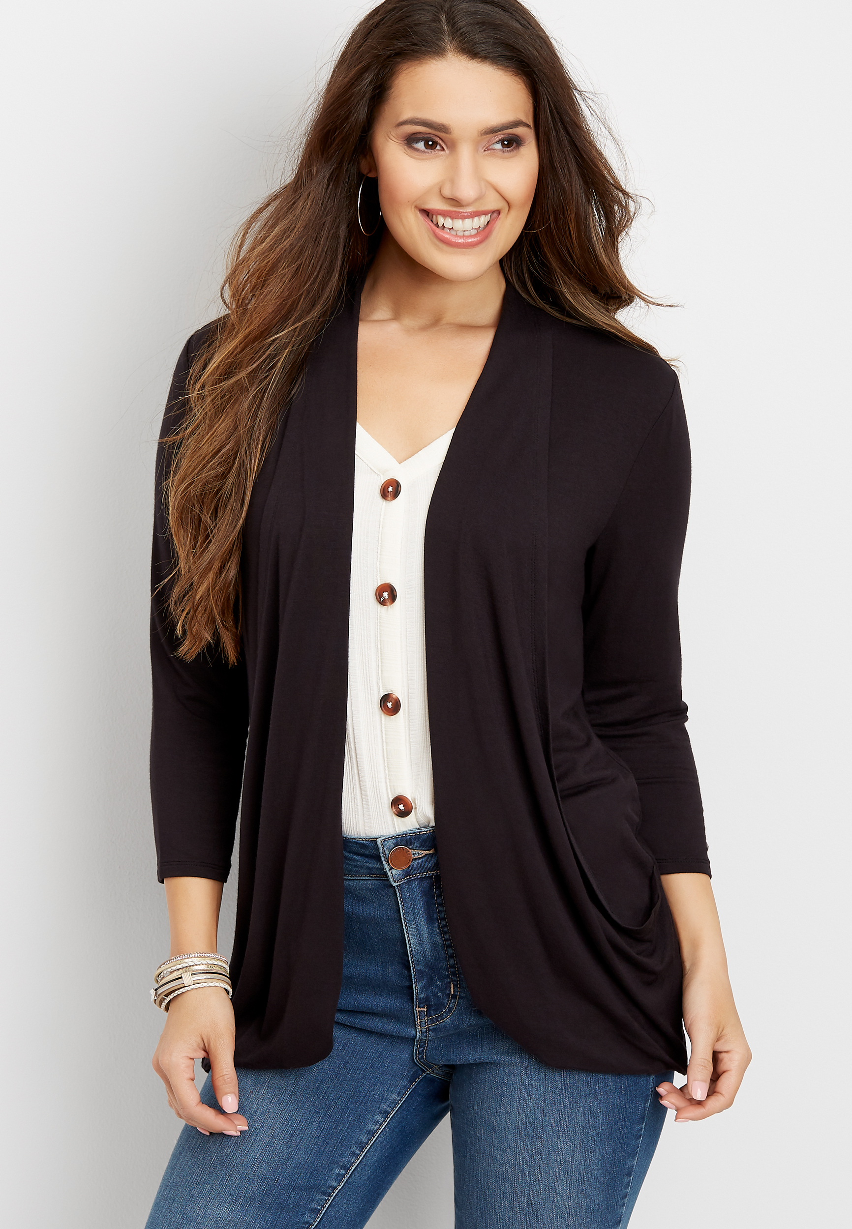 3/4 Sleeve Slouchy Pocket Cardigan | maurices