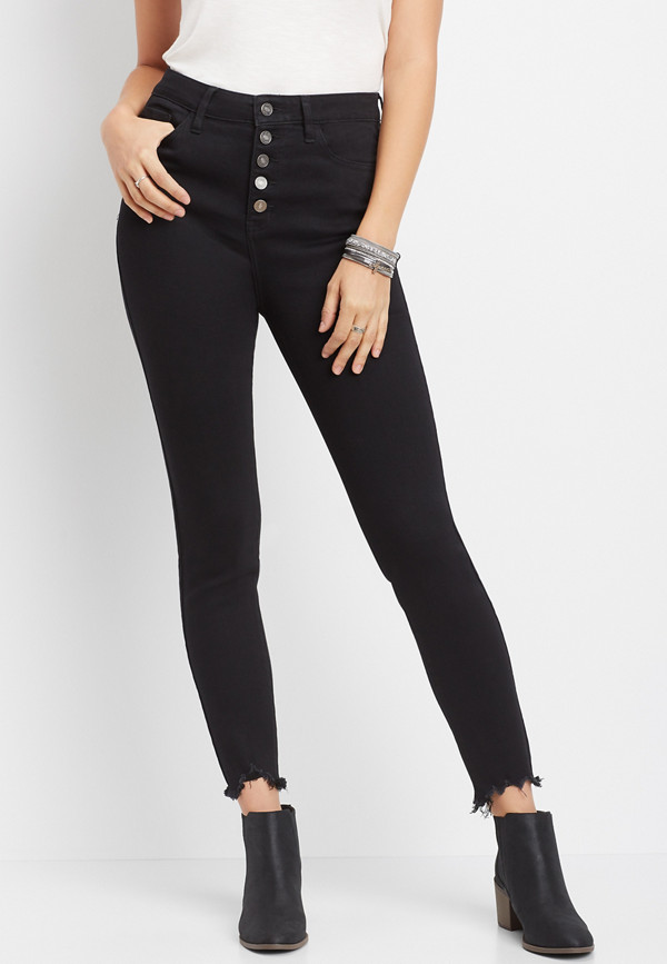 KanCan™ High Rise Button Fly Fray Hem Skinny Jean | maurices