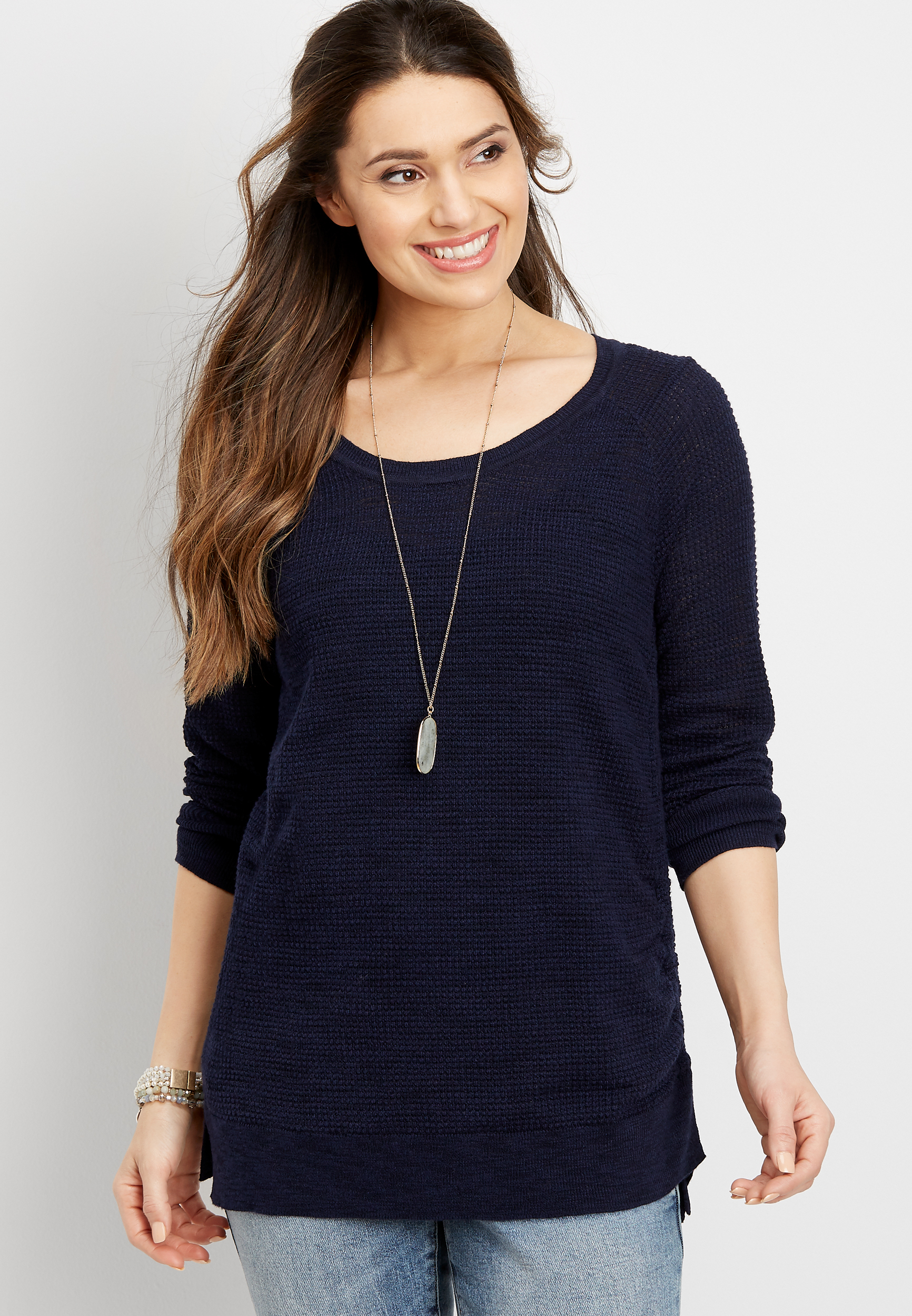 Solid Ruched Side Pullover | maurices