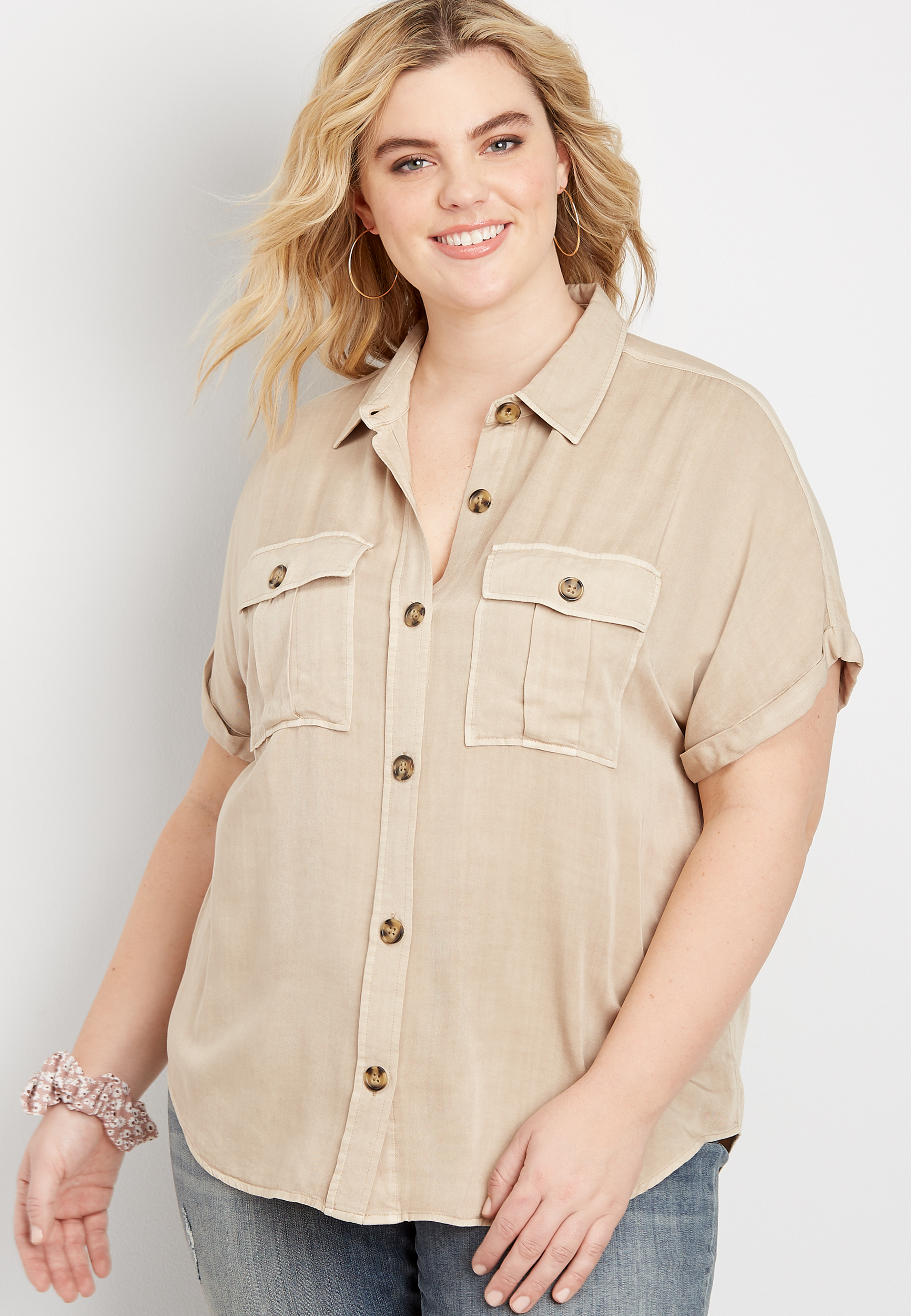 plus size utility shirt dress