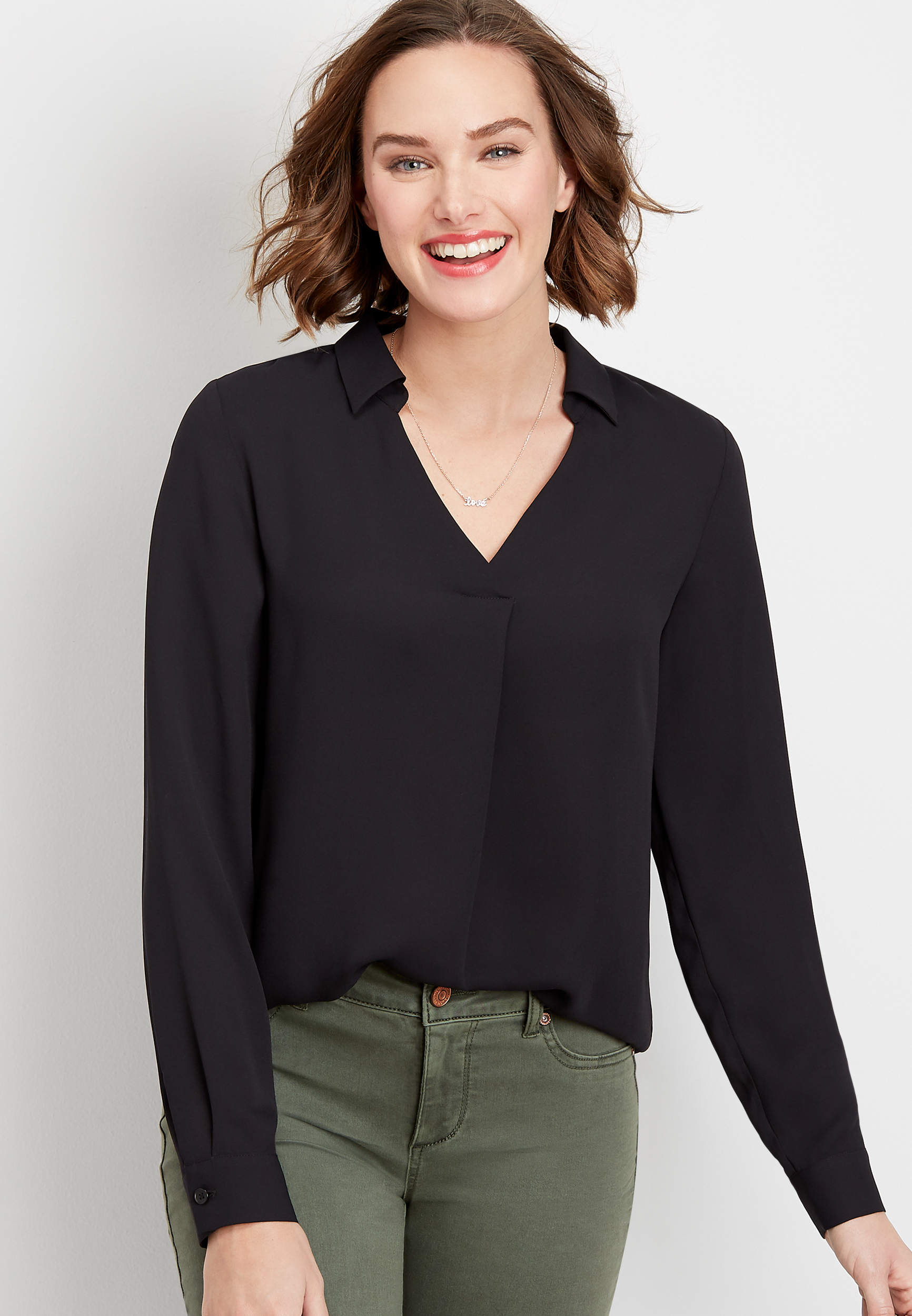 Solid Popover Blouse | maurices