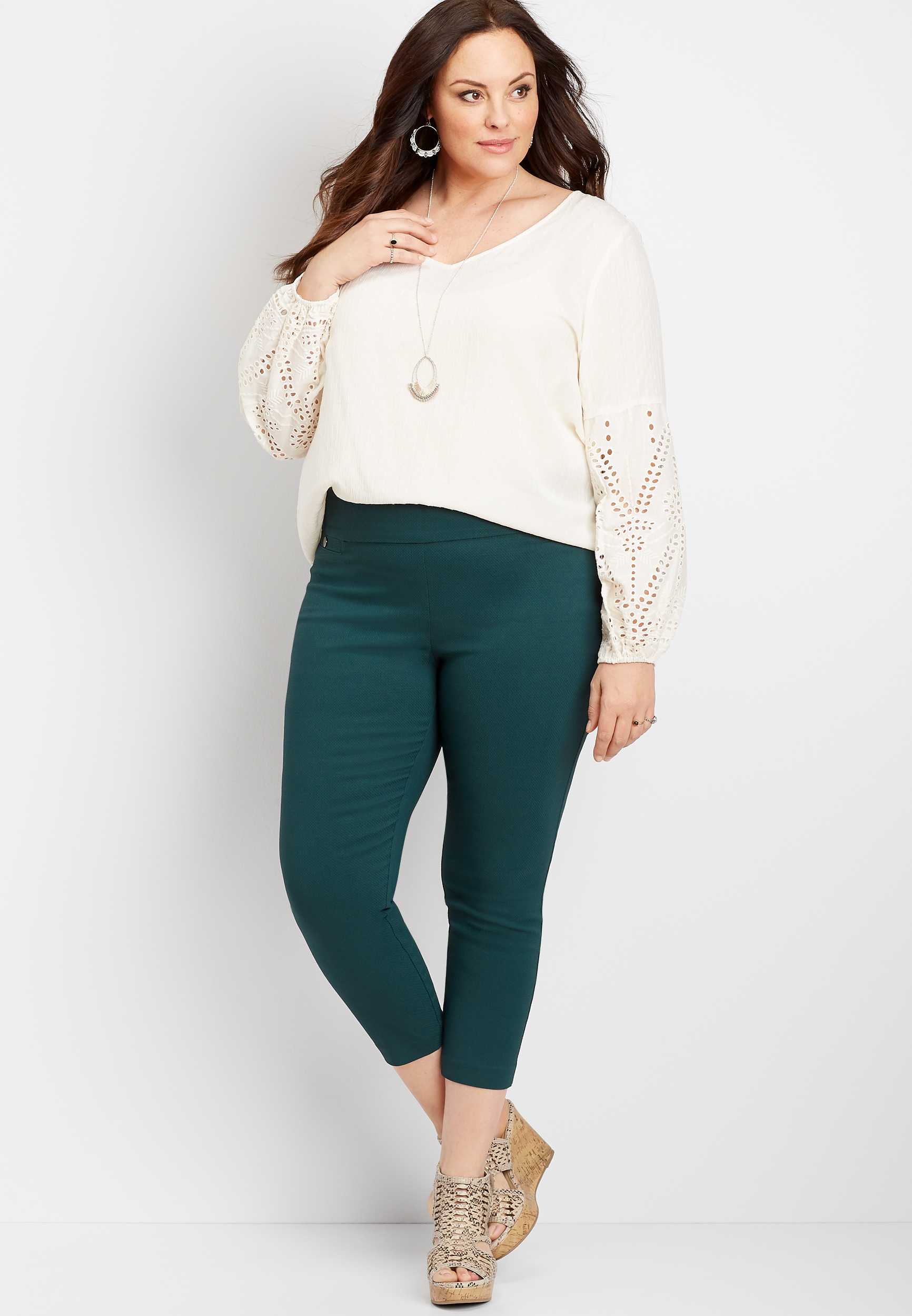 Plus Size Pull On Bengaline Crop Pant | maurices