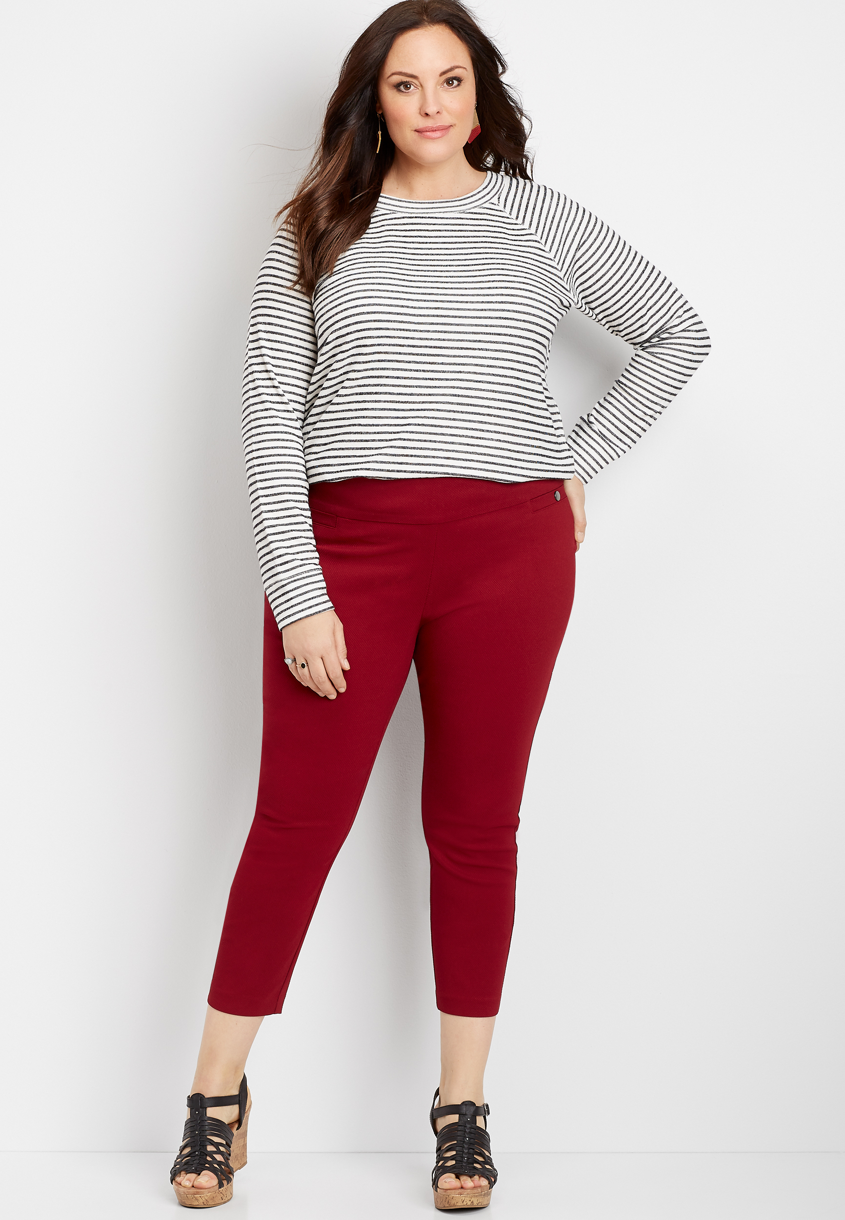 Plus Size Pull On Textured Bengaline Crop Pant | maurices