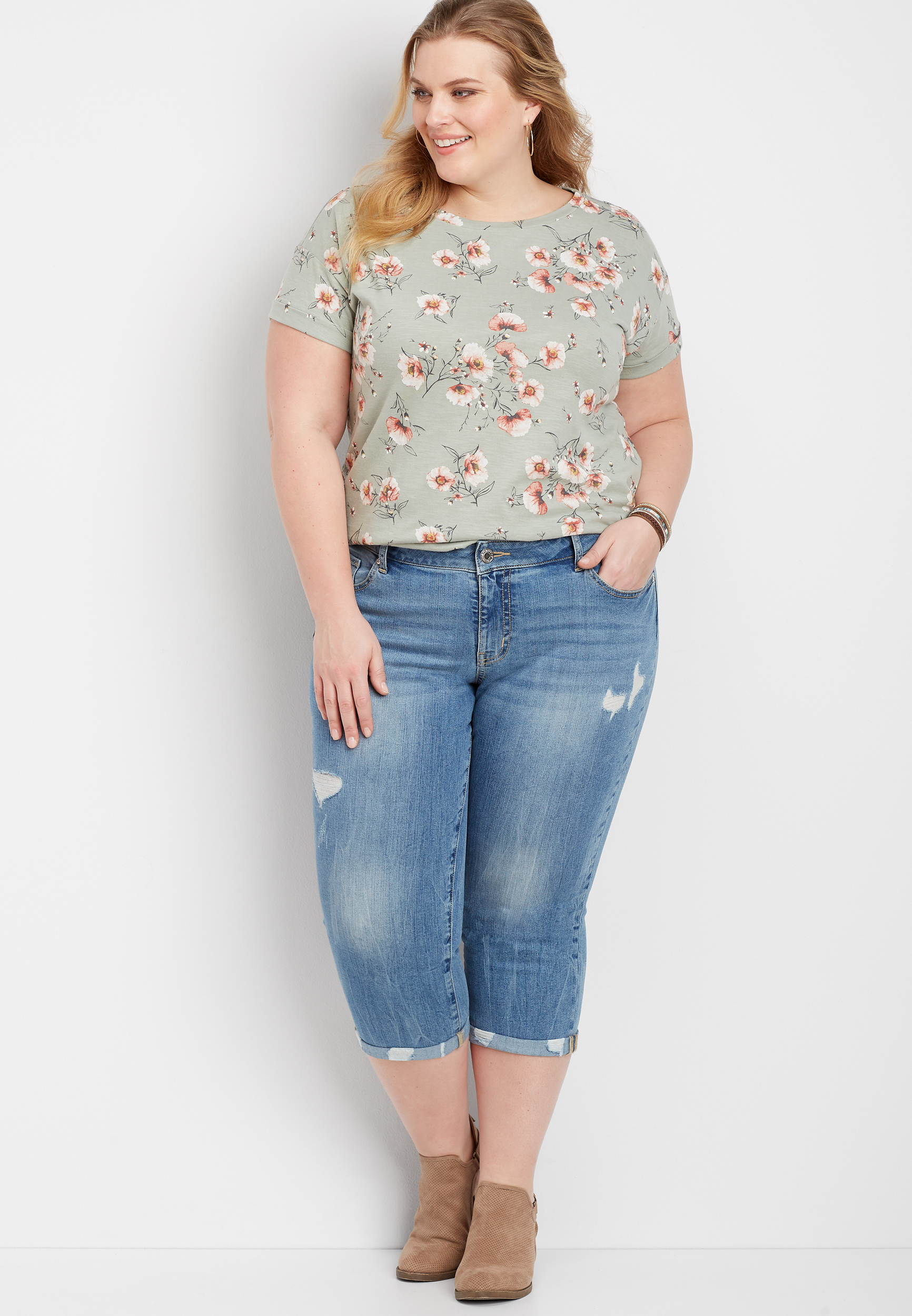 plus size denim capris