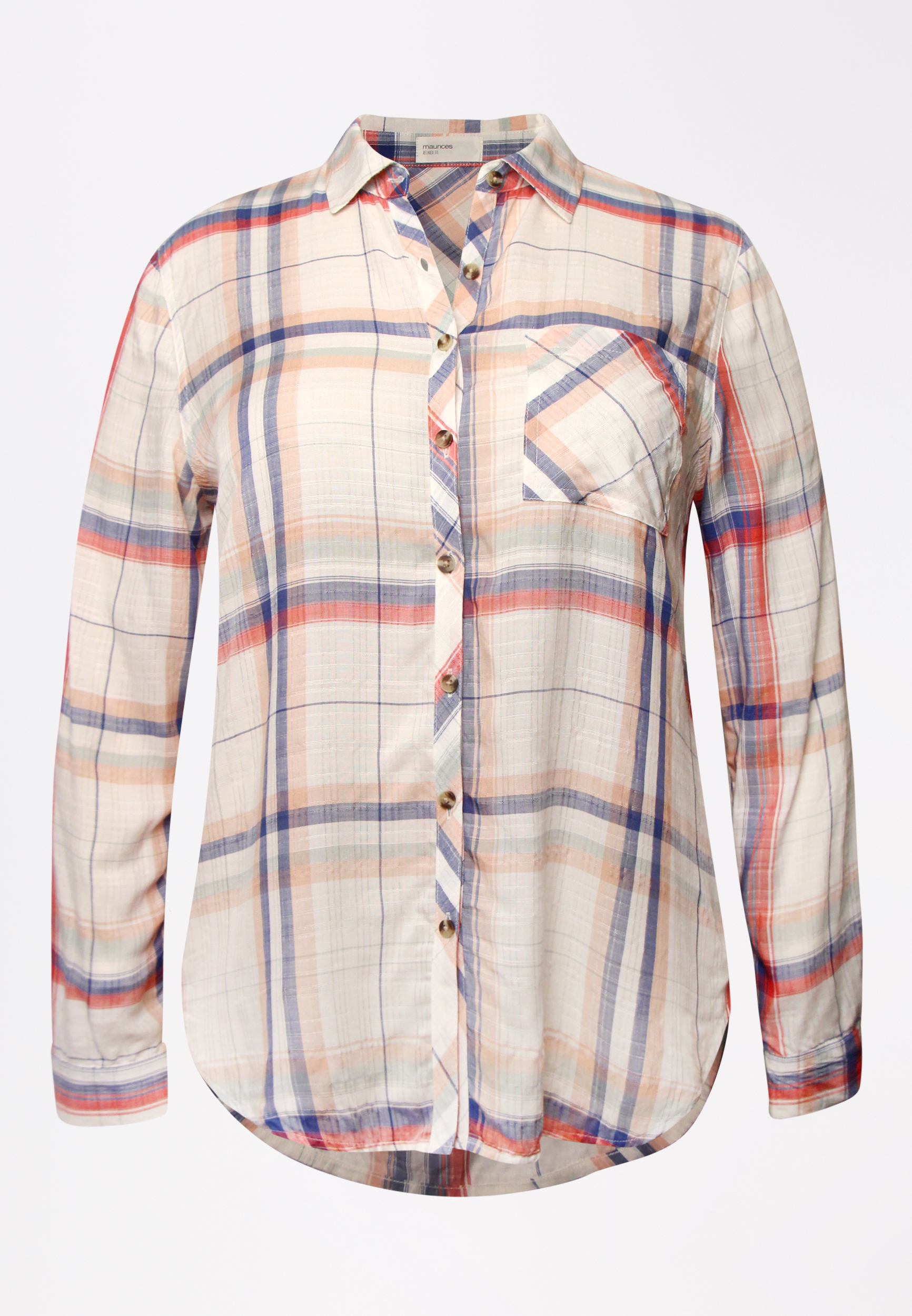 Plus Size Plaid Button Down Shirt