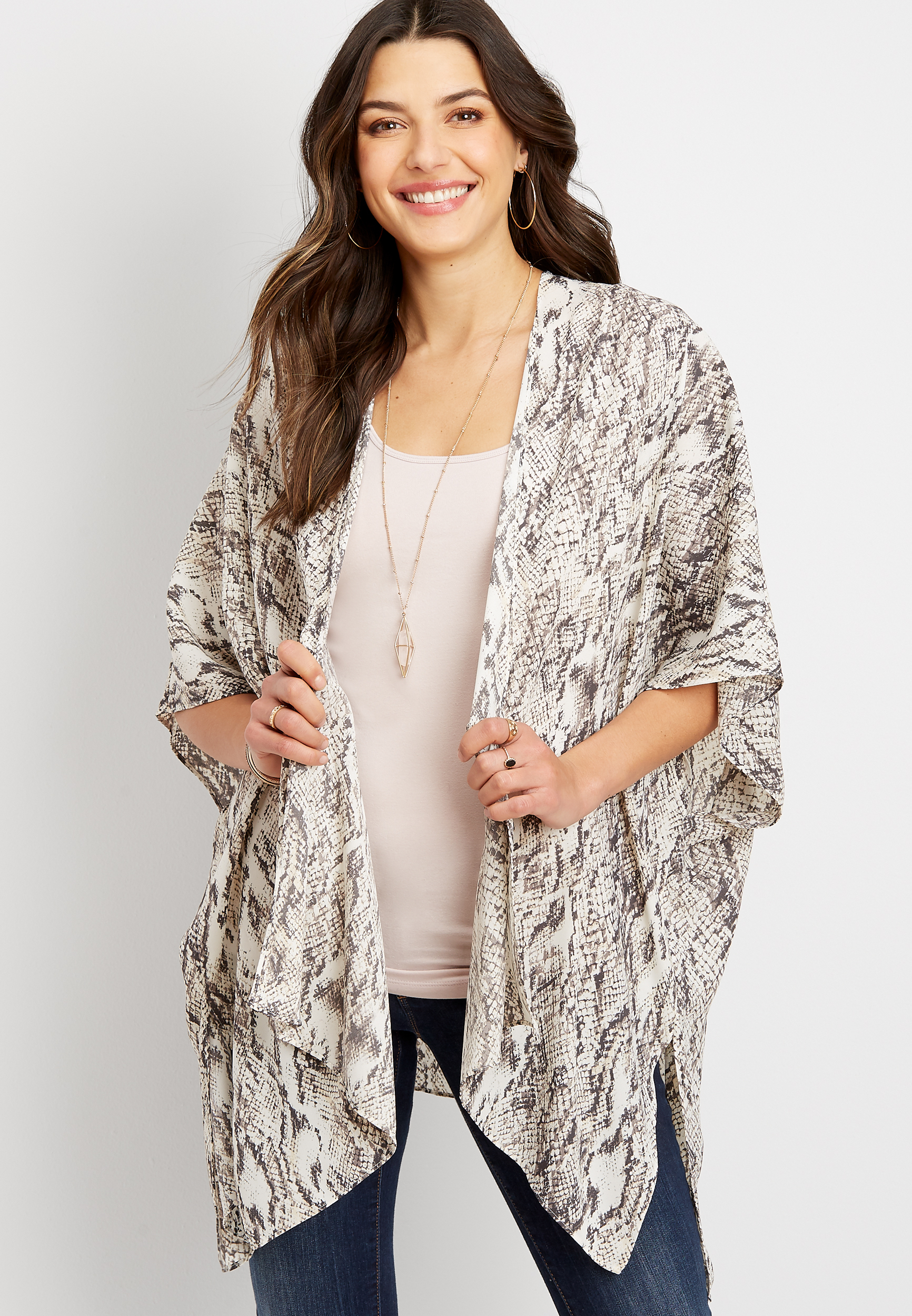 Snakeskin Print Ruana | maurices