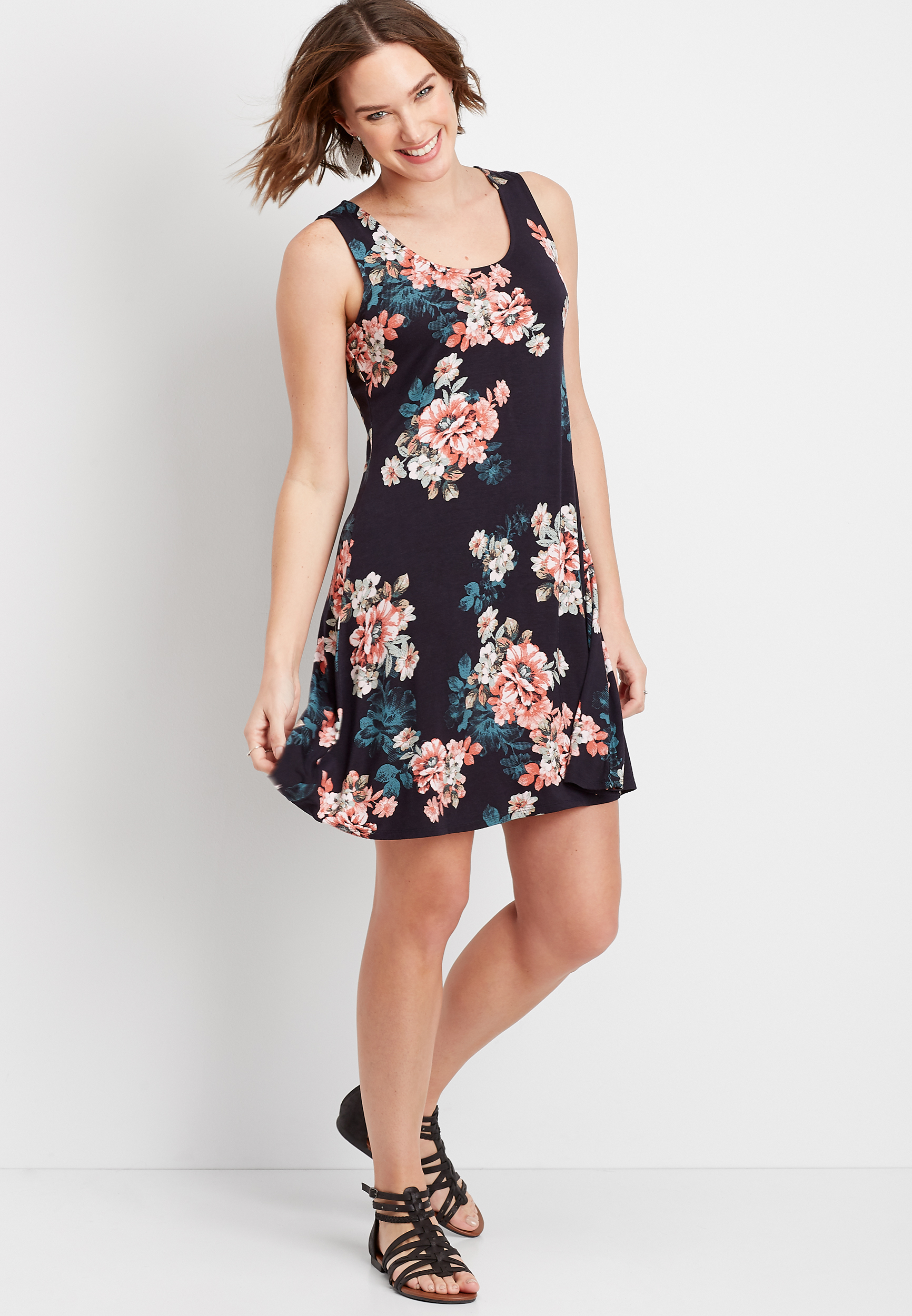 24/7 Floral Strappy Back Dress | maurices
