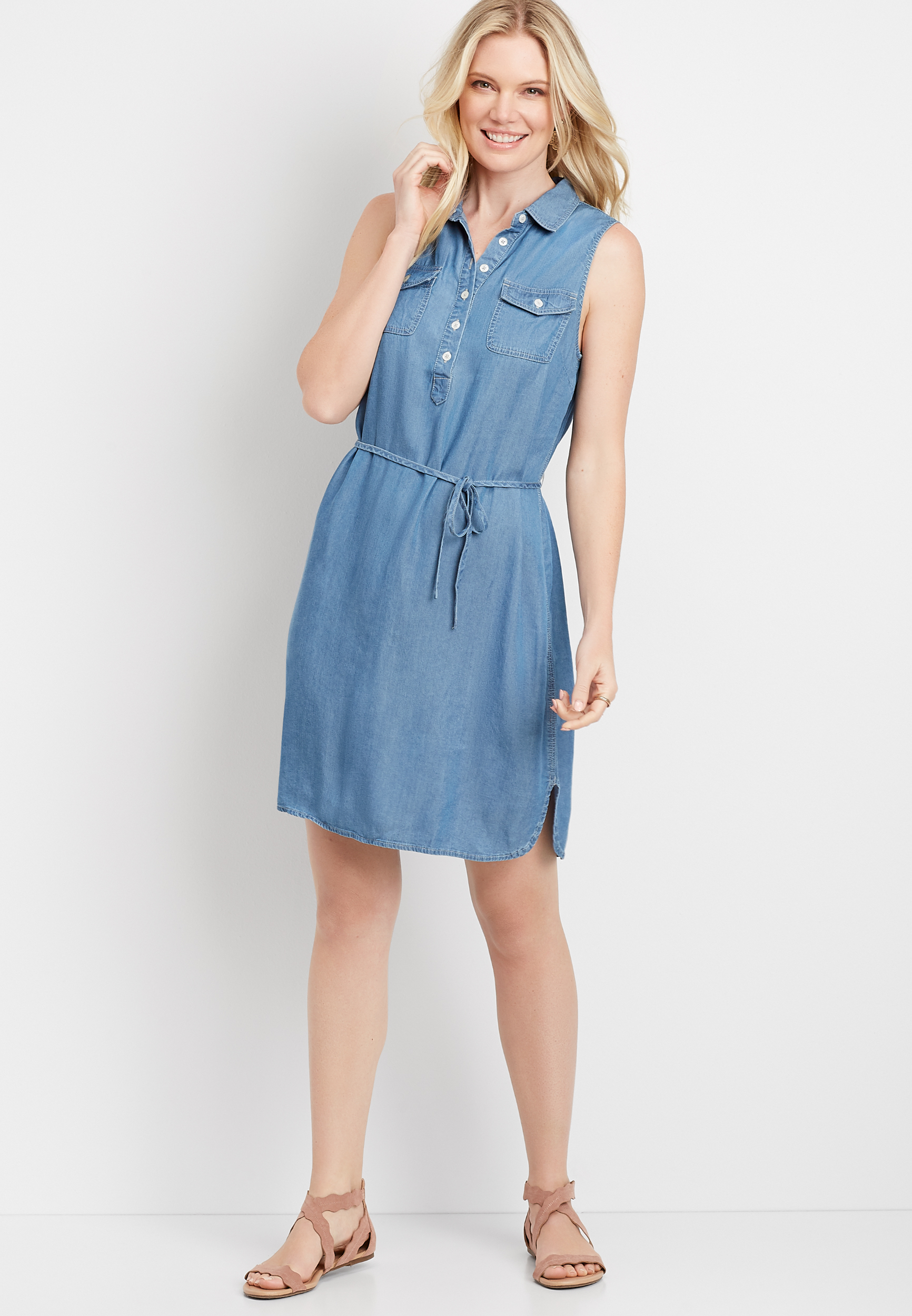denim utility shirt dress