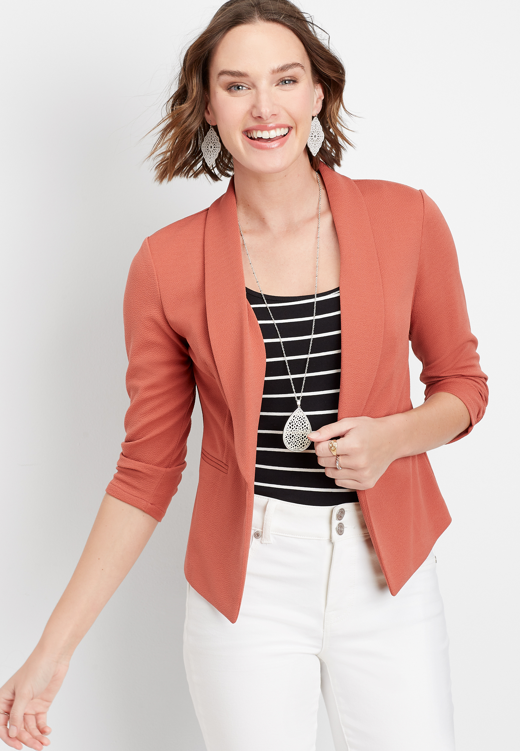 Solid Open Front Blazer maurices