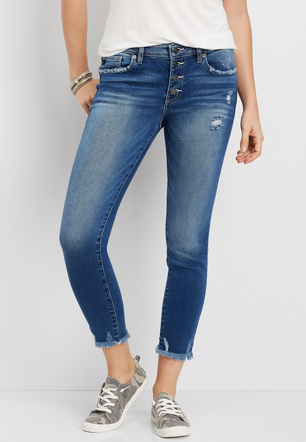 KanCan™ Button Fly Fray Hem Skinny Jean | maurices