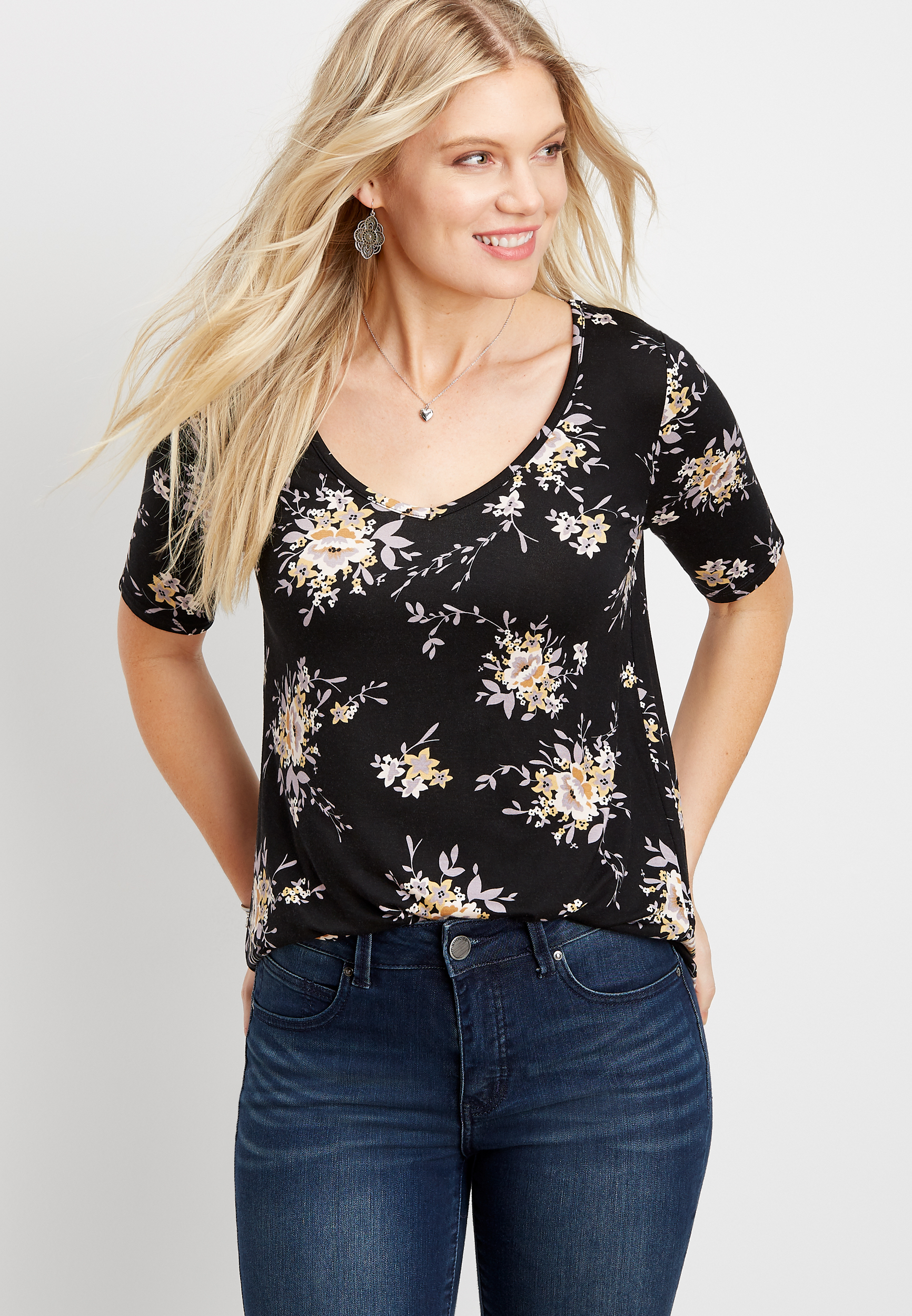 24/7 Flawless Floral Tee | maurices